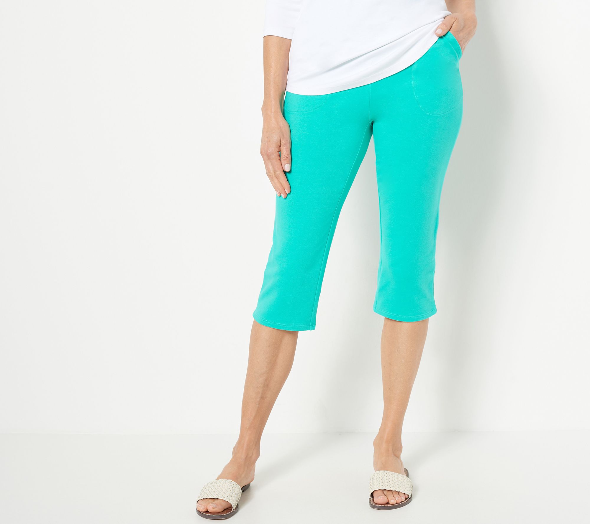 "As Is" Belle Beach by Kim Gravel Petite French Terry Seaside Pants