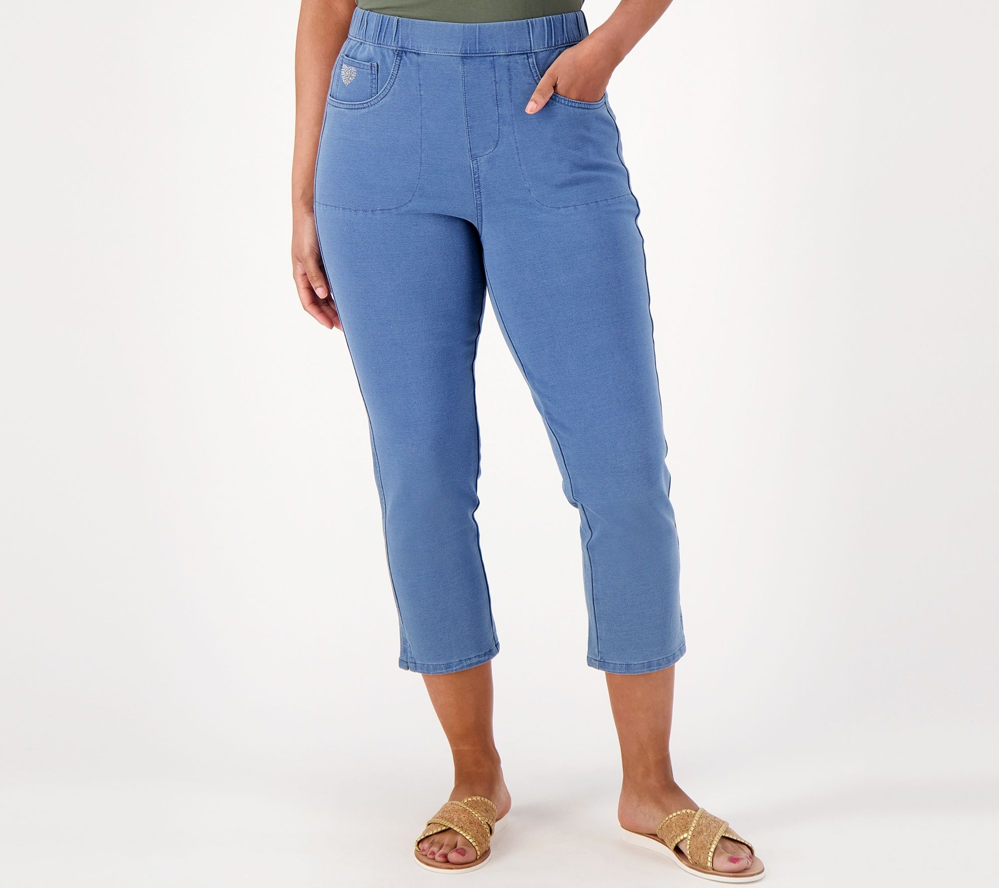 Denim & Co. Comfy Knit Air RegularStraight Crop Pant with Side