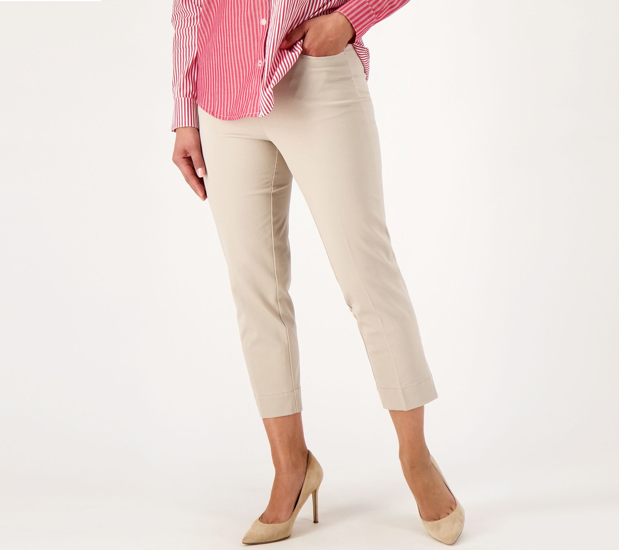 "As Is" Isaac Mizrahi Live Petite 24/7 Stretch Crop Pants