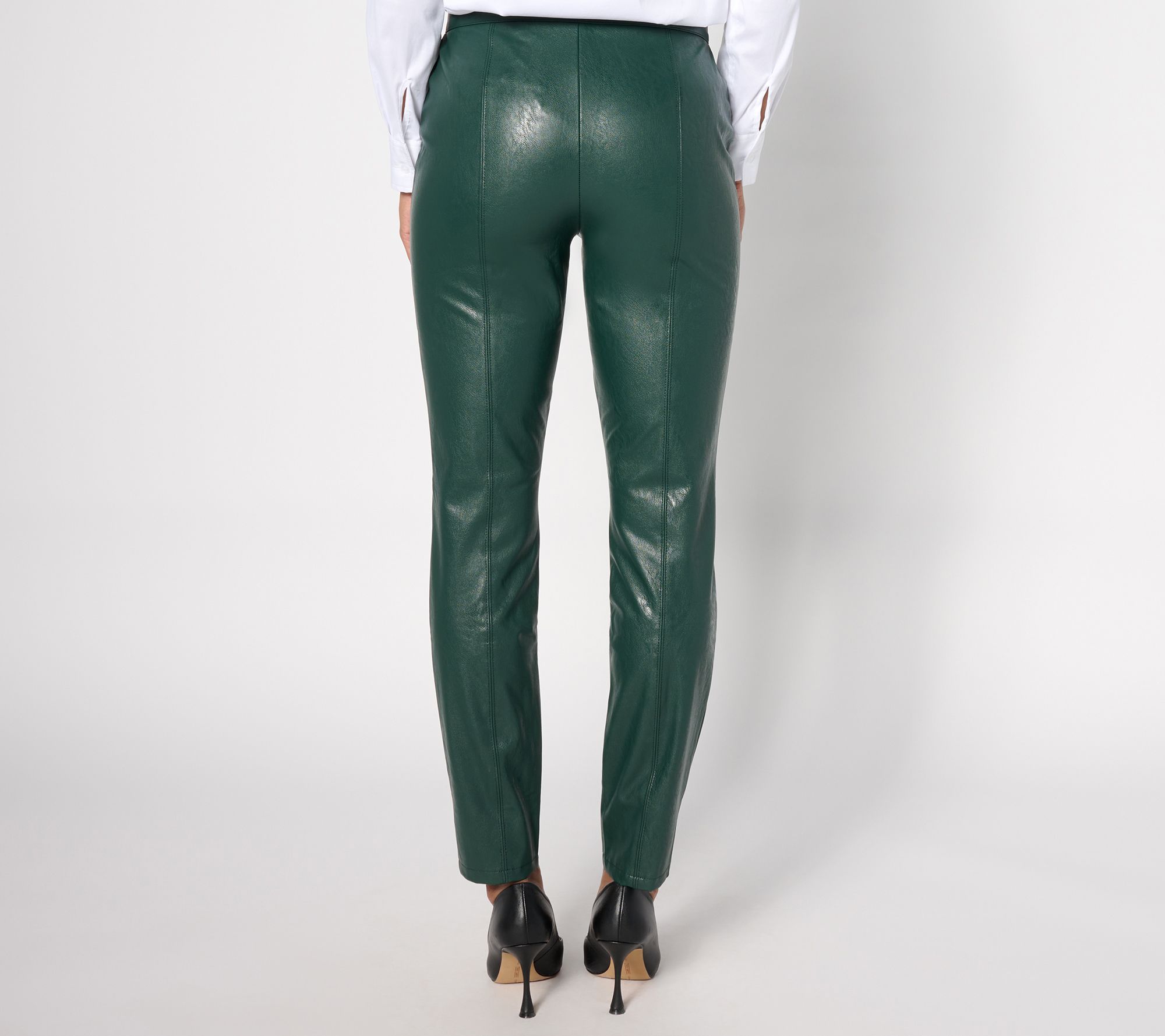 Dennis Basso Petite Faux Leather Slim Leg Pants 