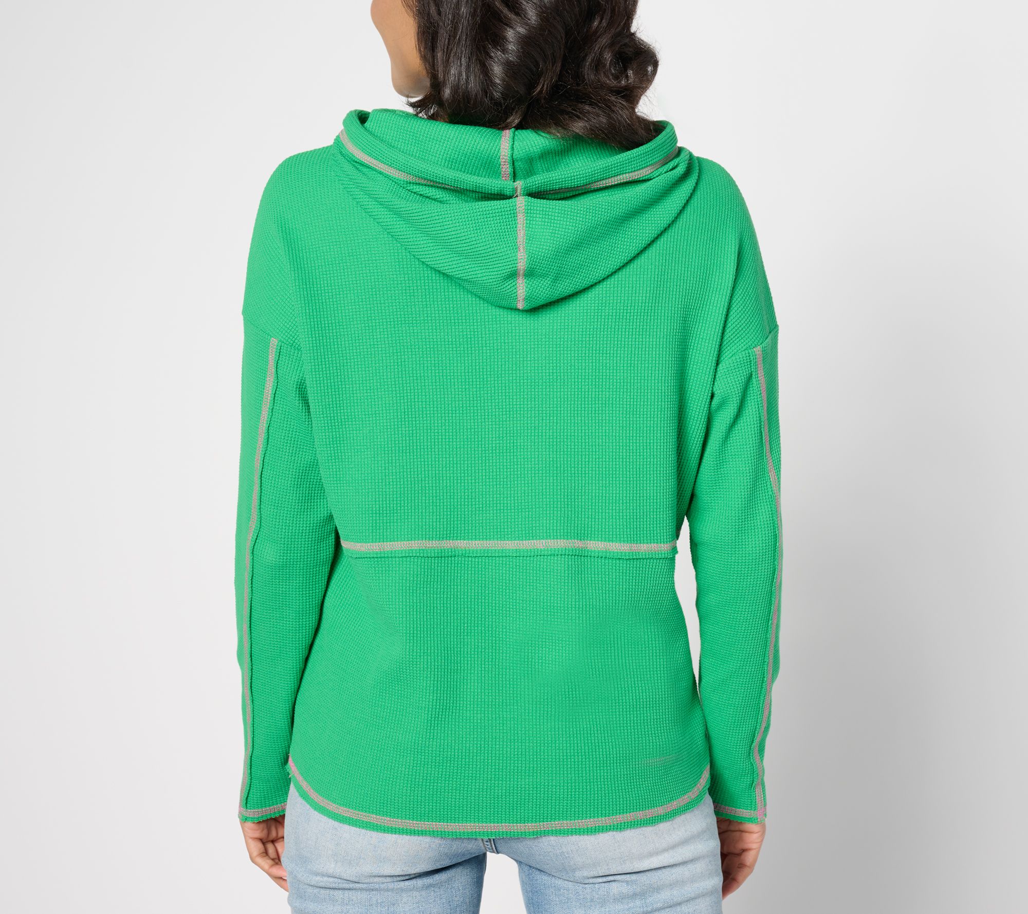 Belle by Kim Gravel Baby Waffle Topstitched Raw Edge Hoodie - QVC.com