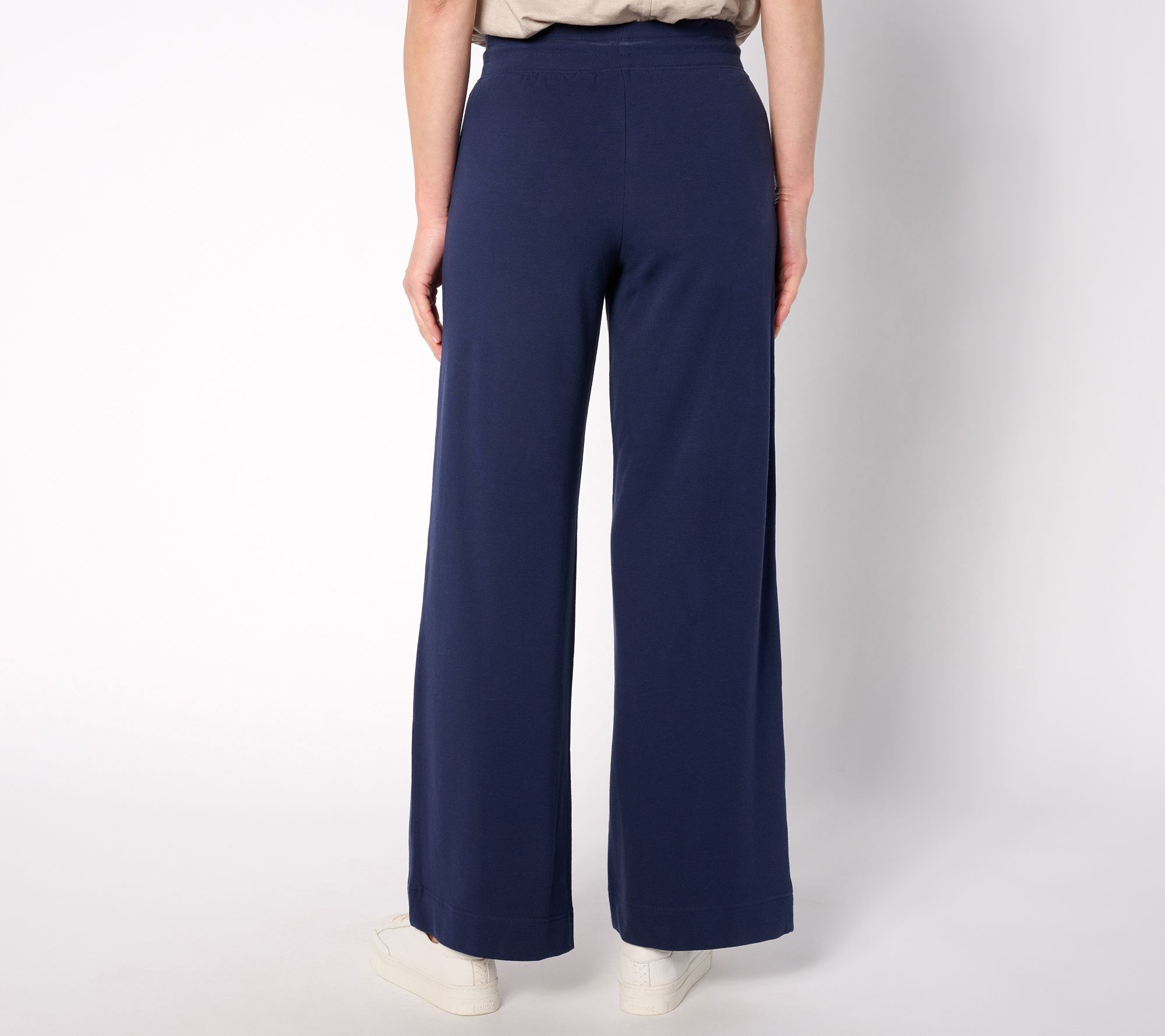 Denim & Co. Active French Terry Wide Leg Pant with Seam Detail - QVC.com