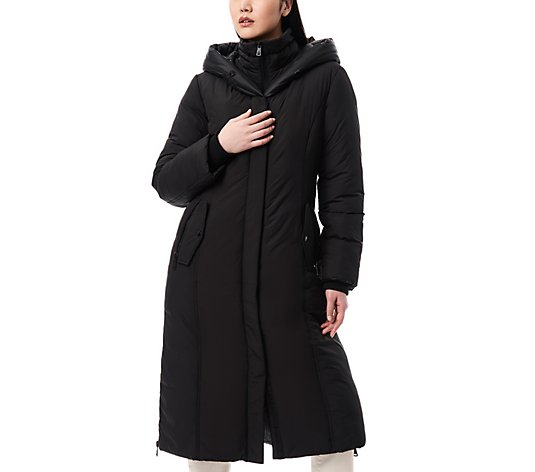 Bernardo Maxi Coat With Contrast Glossy Hood