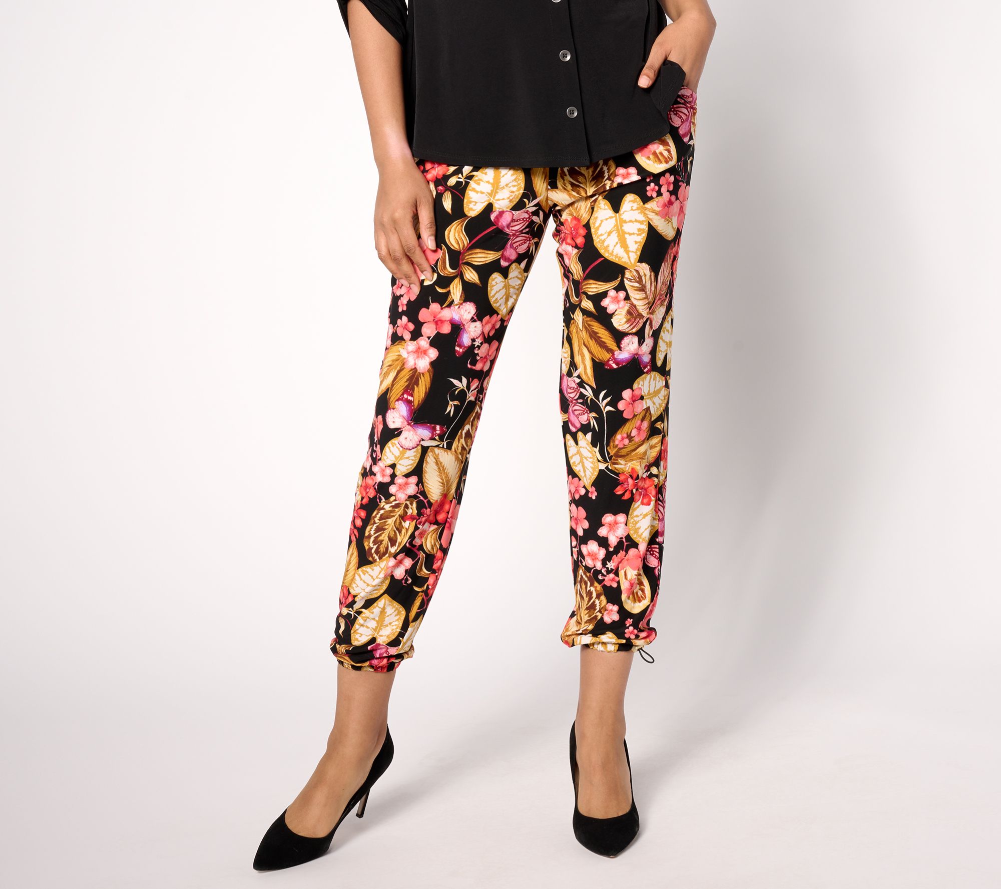 Women with Control Petite Cotton Jersey Pants with Zipper Detail