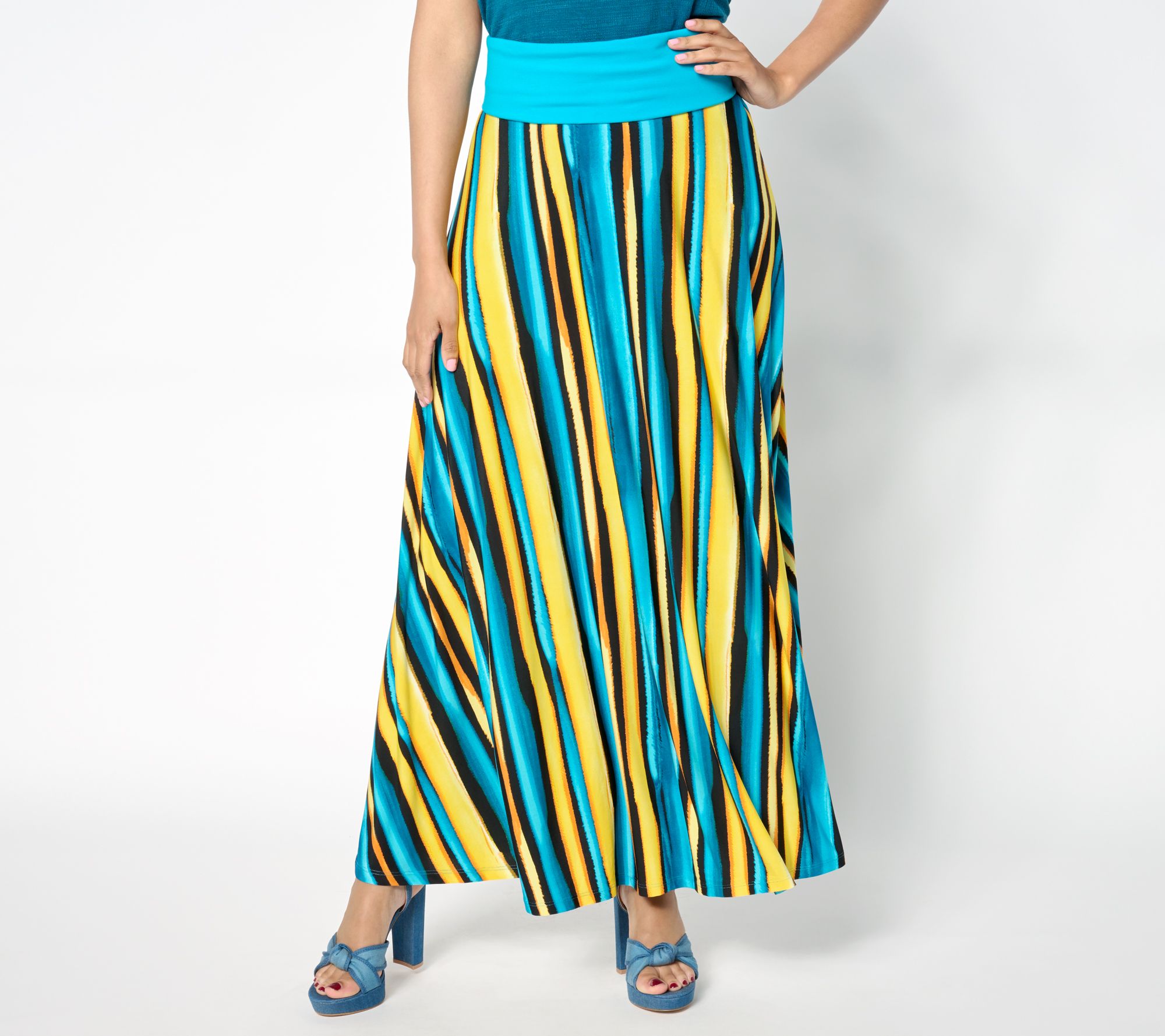 Attitudes by Renee Petite Printed Como Jersey Skirt w Foldover Waist QVC