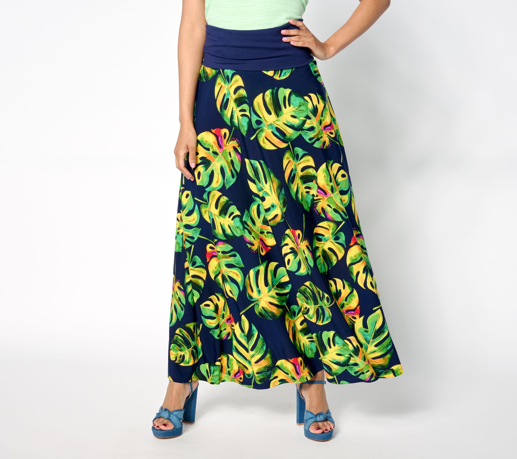 Attitudes by Renee Petite Printed Como Jersey Skirt w/ Foldover Waist