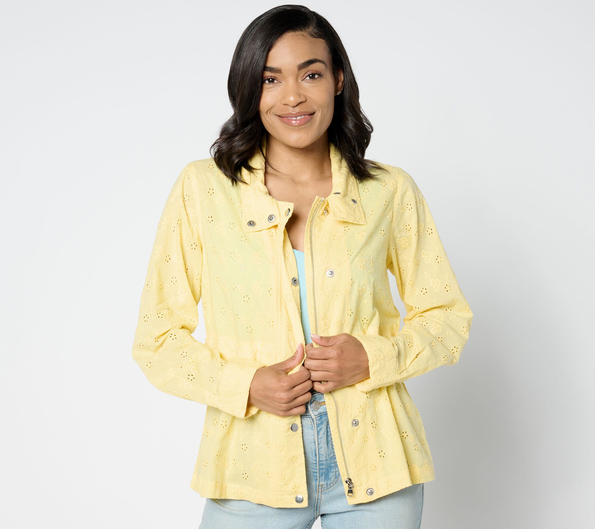 Dennis Basso Cotton Eyelet Anorak Jacket
