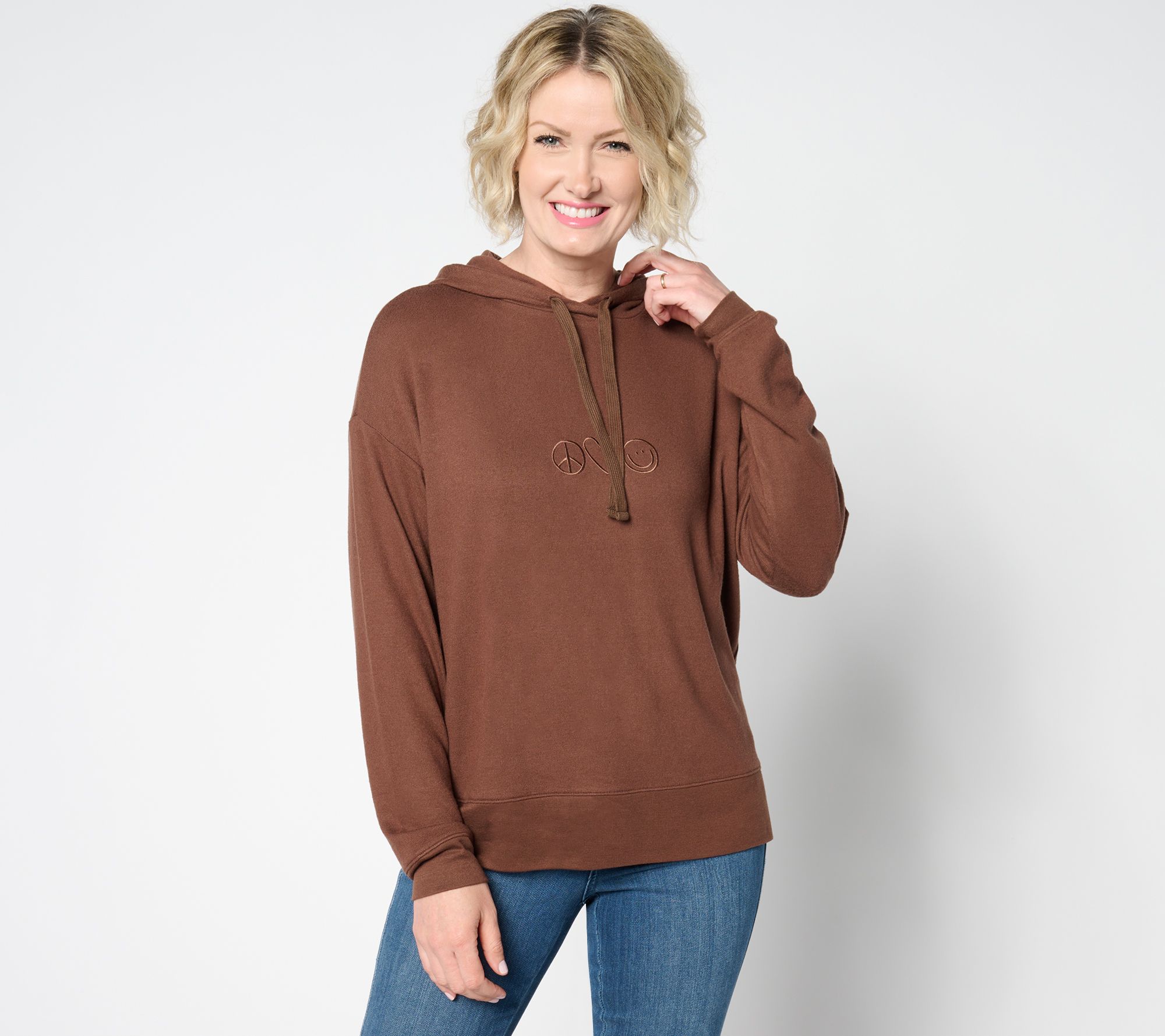 Peace Love World Comfy Hooded Long Sleeve Sweatshirt