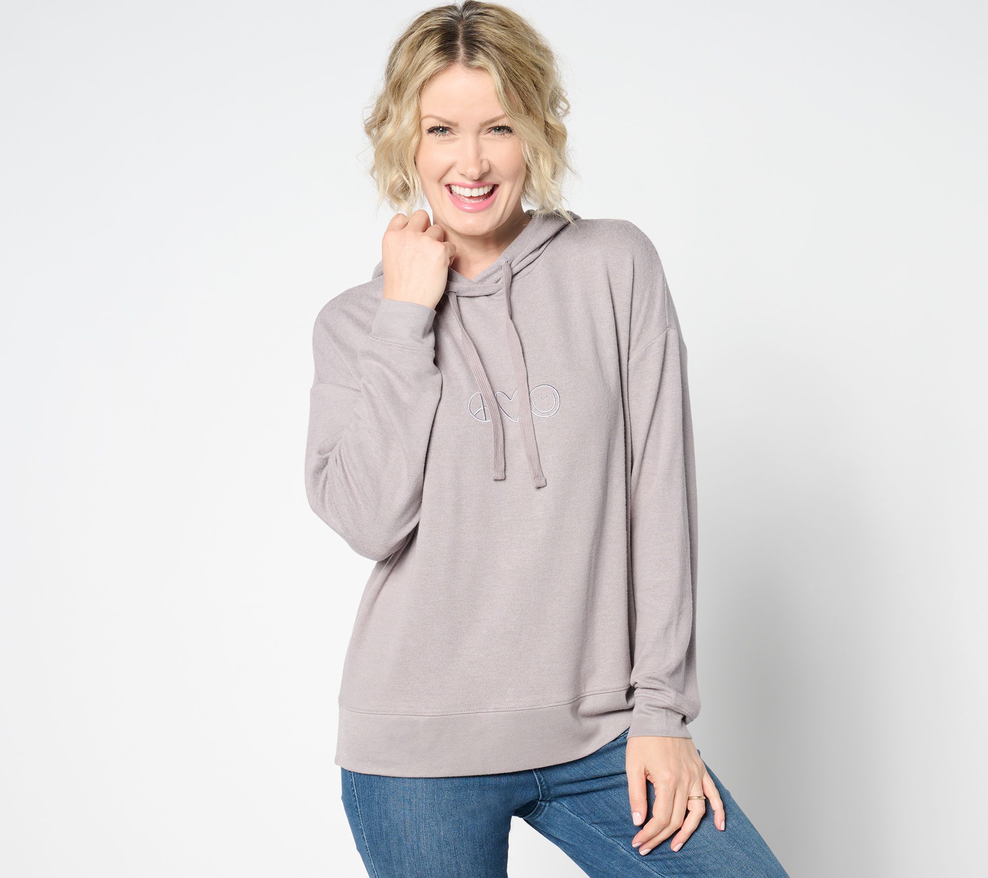 Peace Love World Comfy Hooded Long Sleeve Sweatshirt