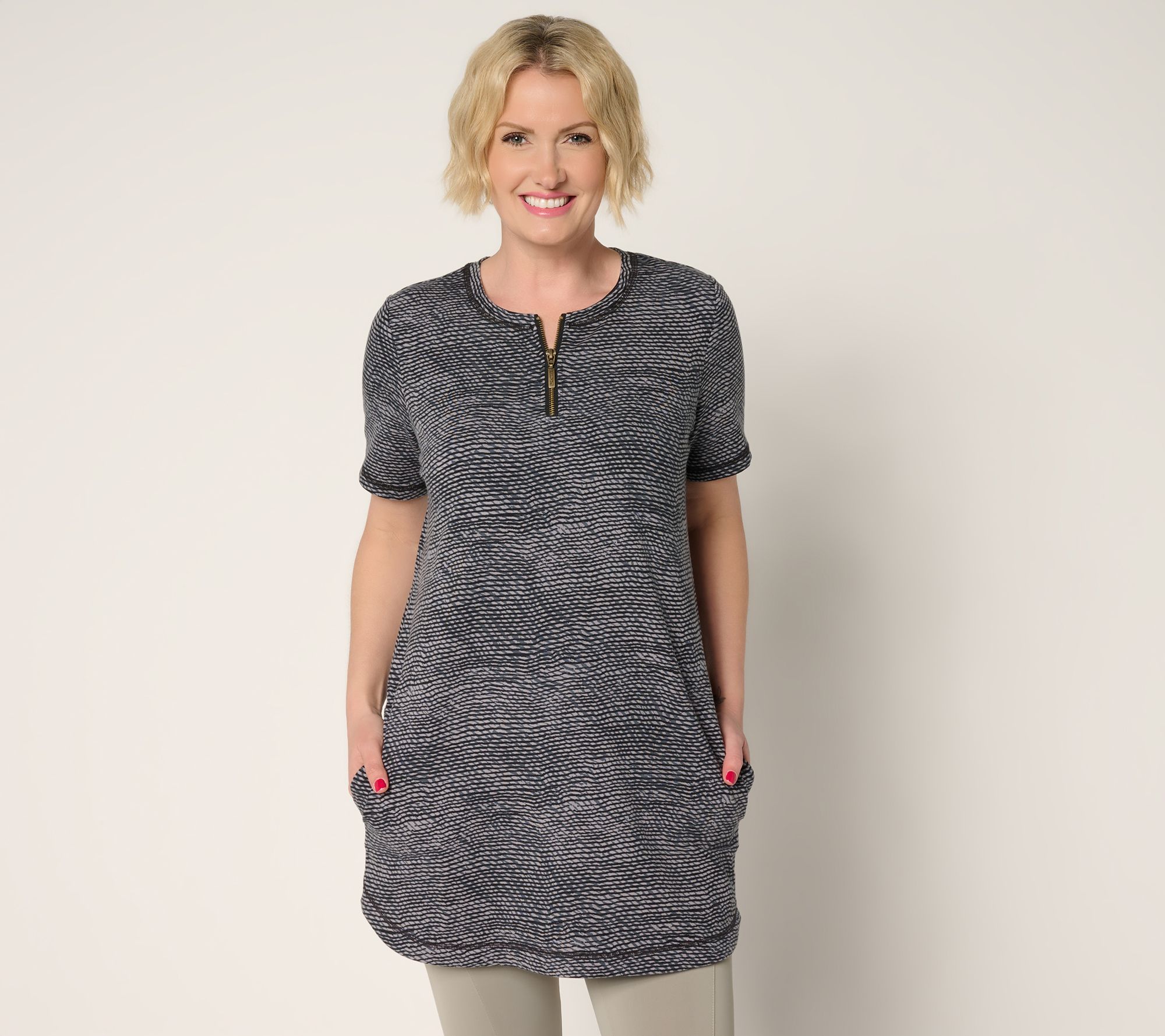 Denim & Co. Active Regular French Terry Short-Sleeve Tunic
