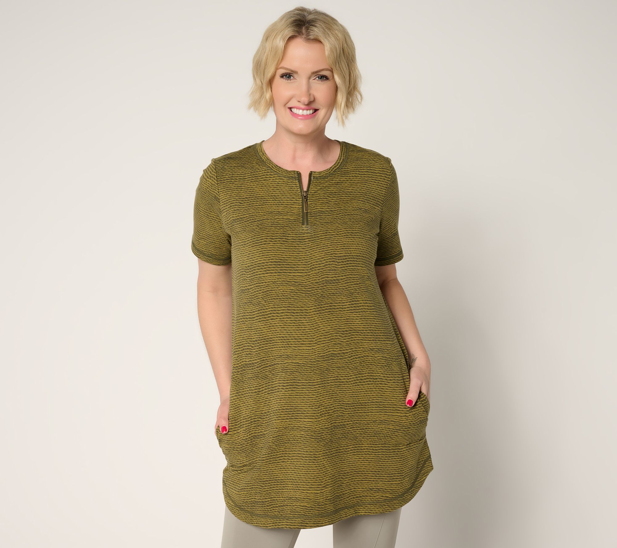 Denim & Co. Active Regular French Terry Short-Sleeve Tunic