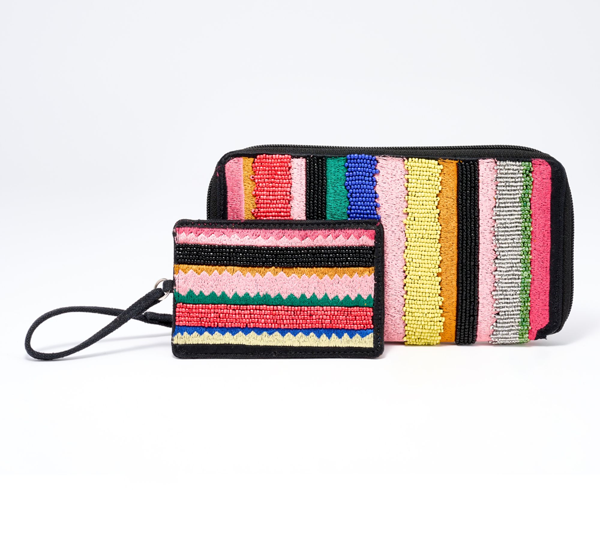 America & Beyond Embellished Zip Wallet & ID Pouch Bundle