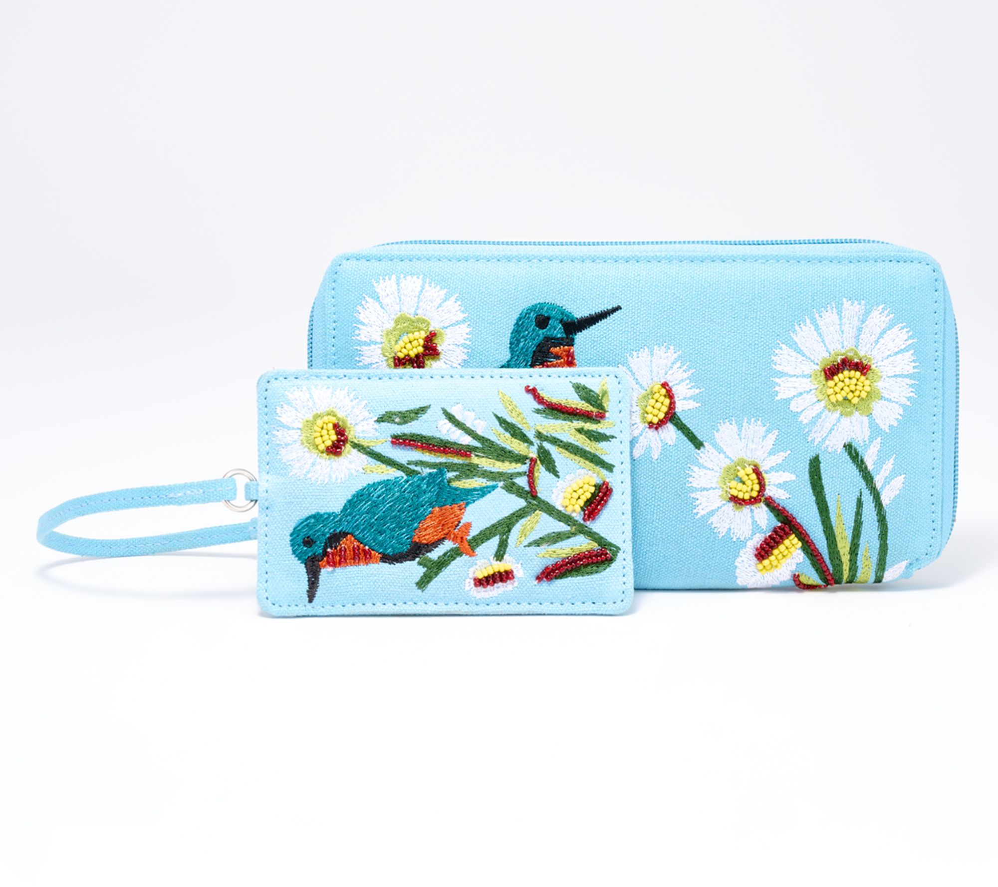 America & Beyond Embellished Zip Wallet & ID Pouch Bundle