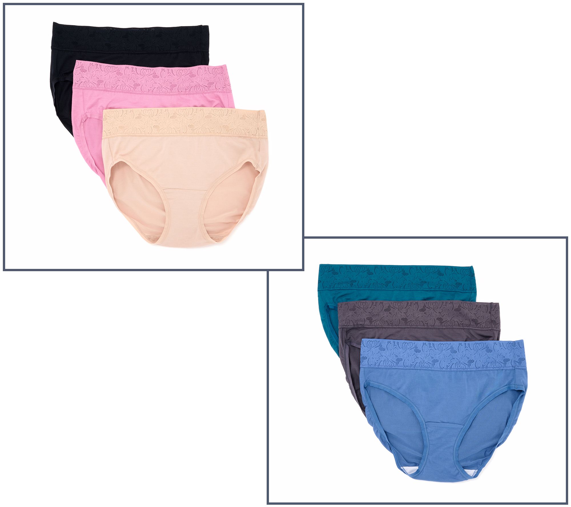 Breezies Dahlia Lace Modal Hi-Cut or Full Brief Panty Set of 3