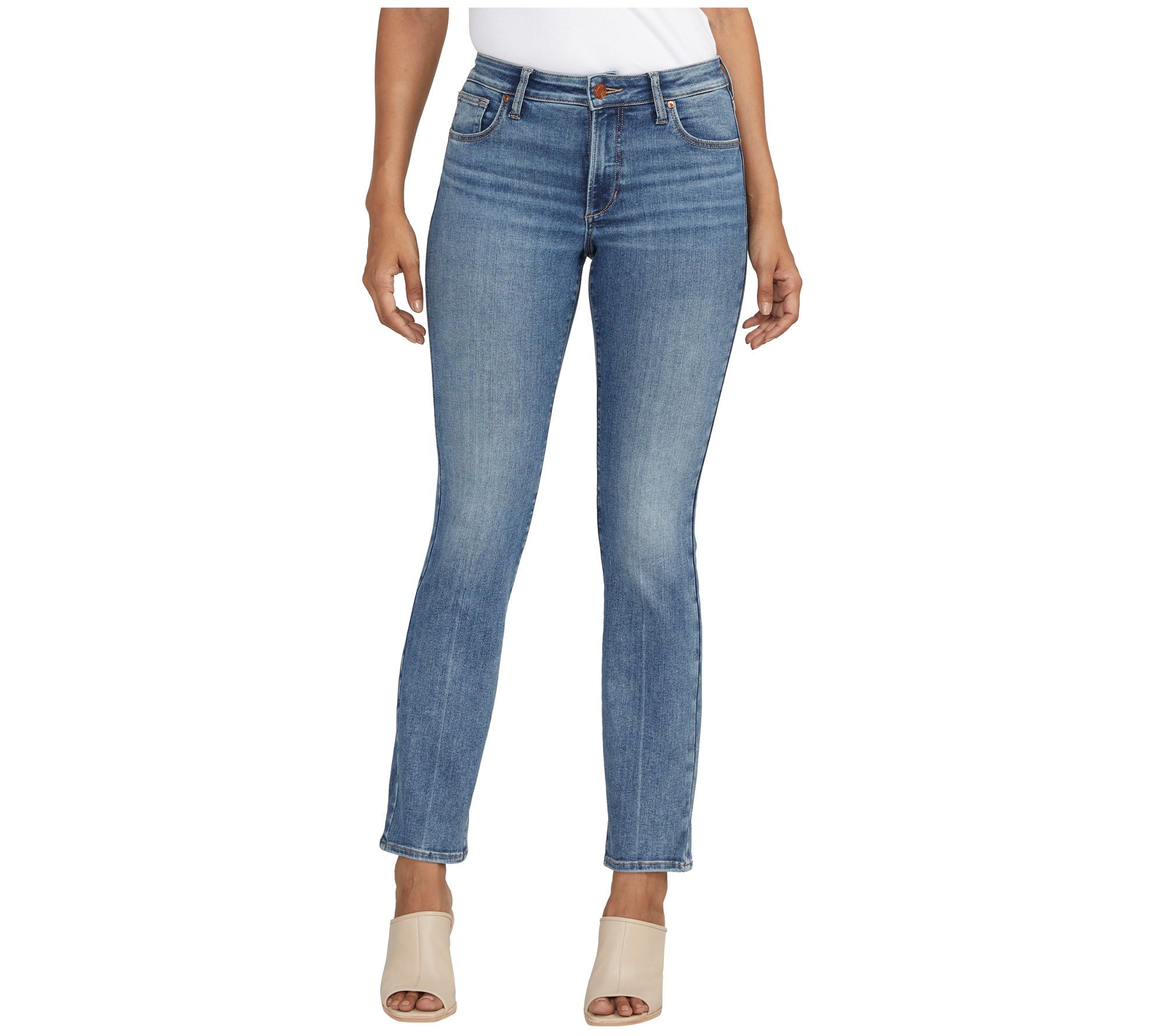 JAG Forever Stretch Mid Rise Straight Jeans - B lue Nile