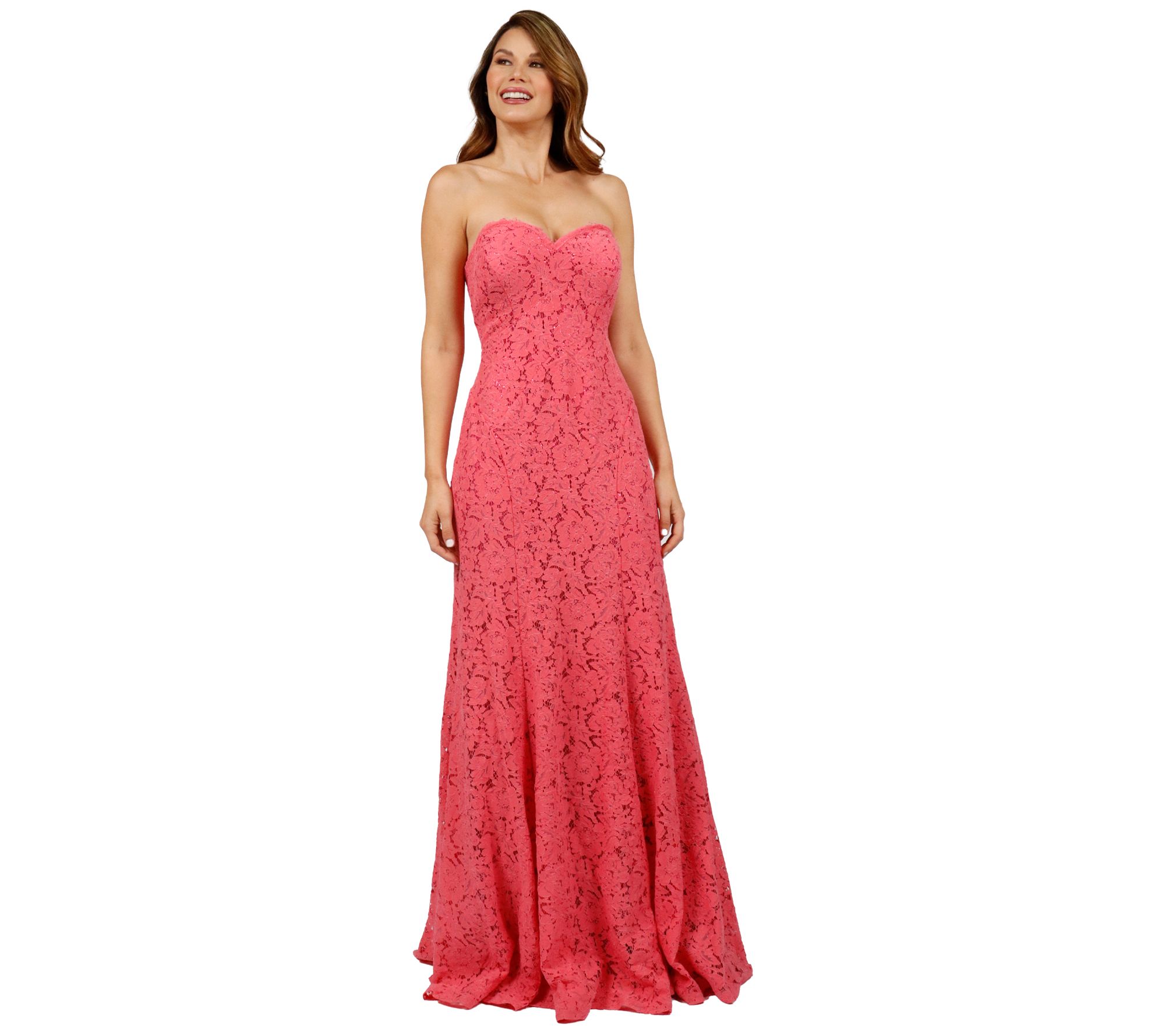 Rene by Rene Ruiz Collection Strapless Sweetheart Lace Gown - QVC.com