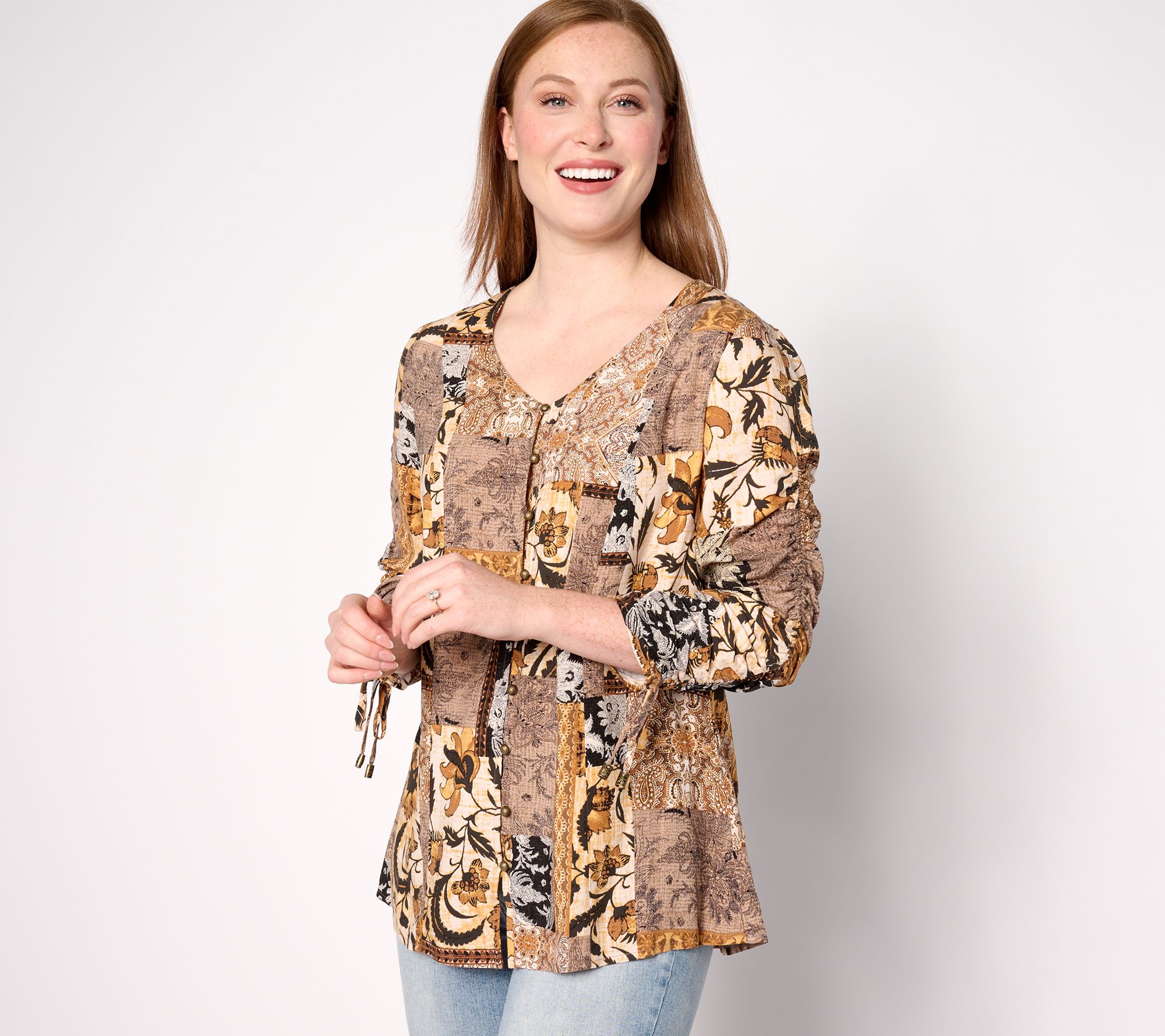 "As Is" Susan Graver Passport Regular Printed Rayon Woven Tunic