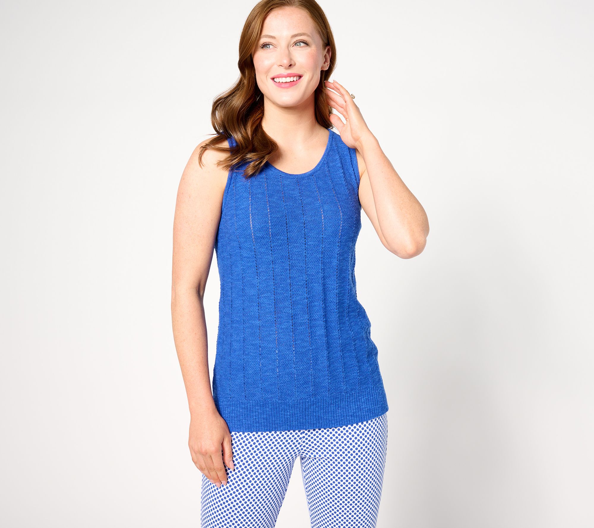 "As Is" Susan Graver Pointelle Knit Sweater Tank