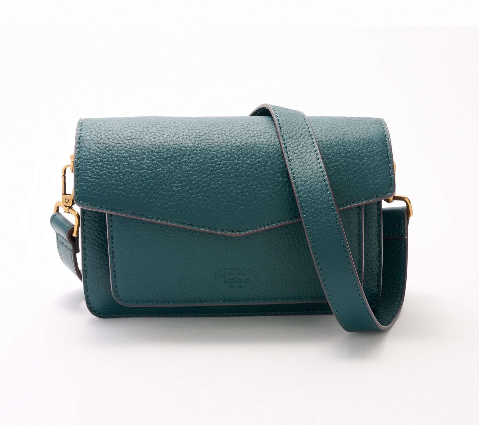 American Leather Co. Accordian Pebble Leather Crossbody -Troy