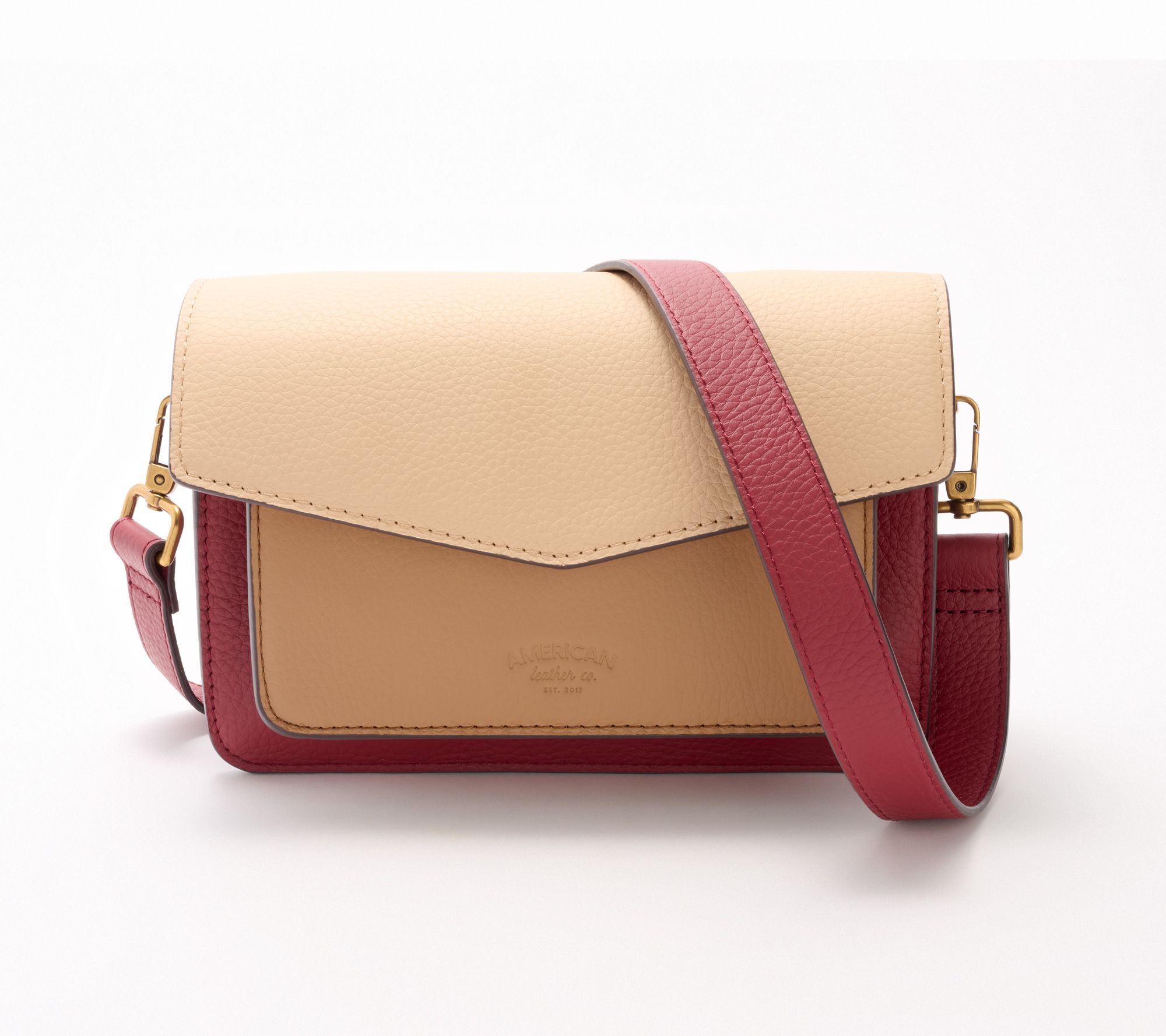 American Leather Co. Accordian Pebble Leather Crossbody -Troy