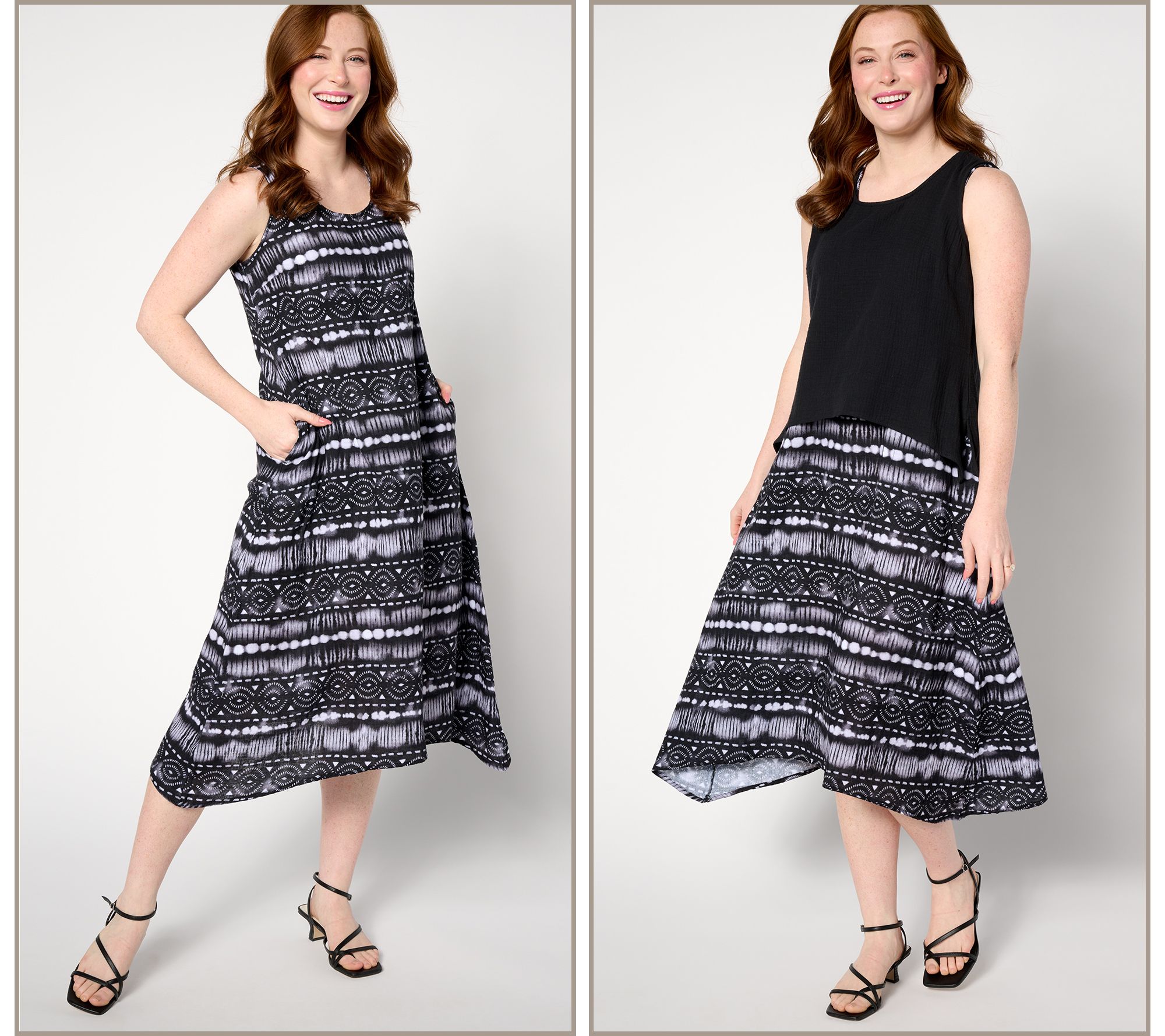 "As Is" Susan Graver Soleil Tank Top & Midi Dress Set