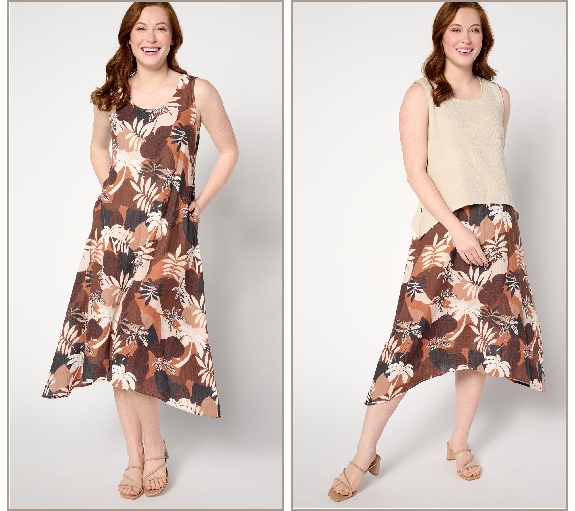 "As Is" Susan Graver Soleil Tank Top & Midi Dress Set