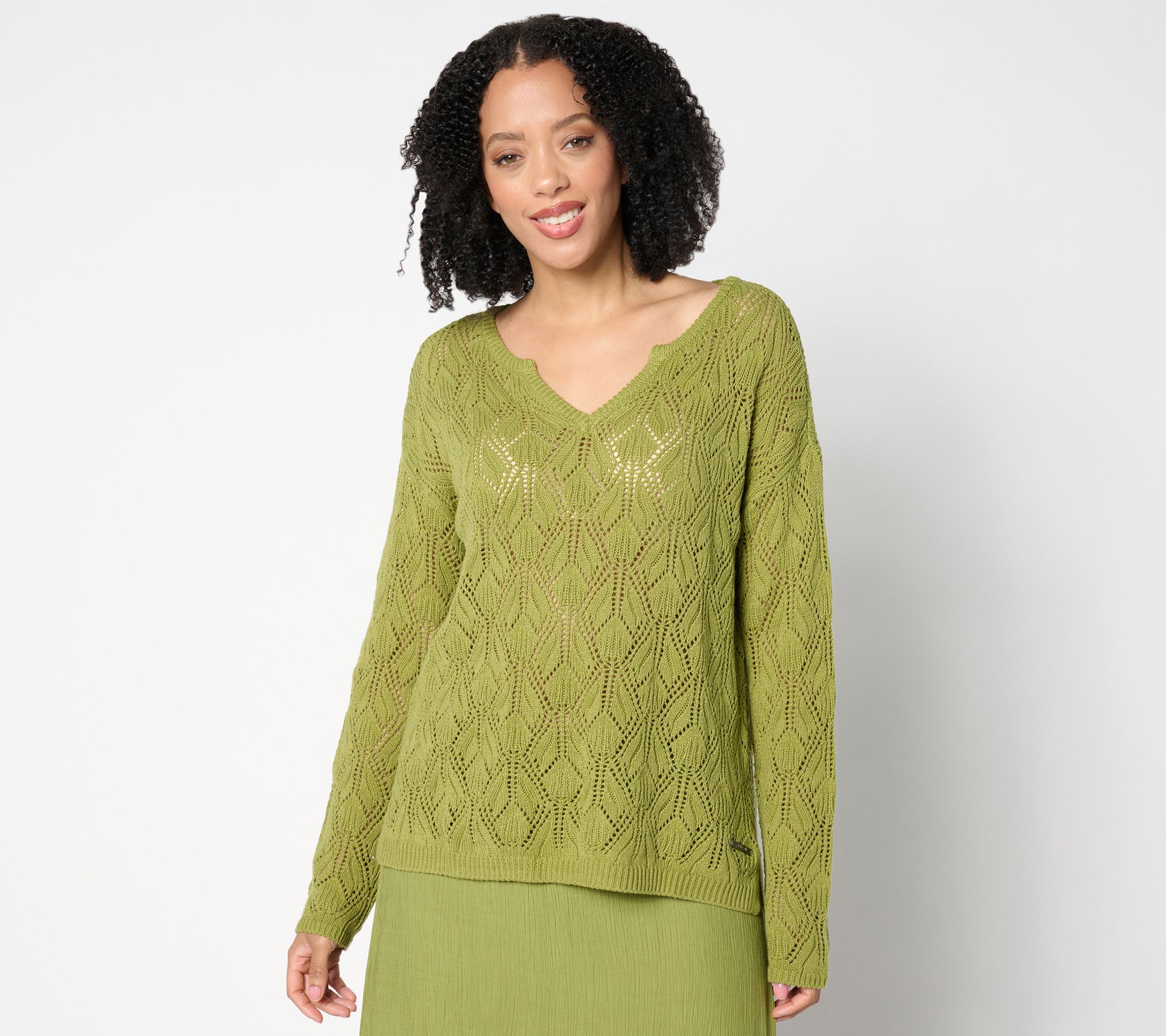 "As Is" Peace Love World Boheme Open Stitch Novelty Sweater