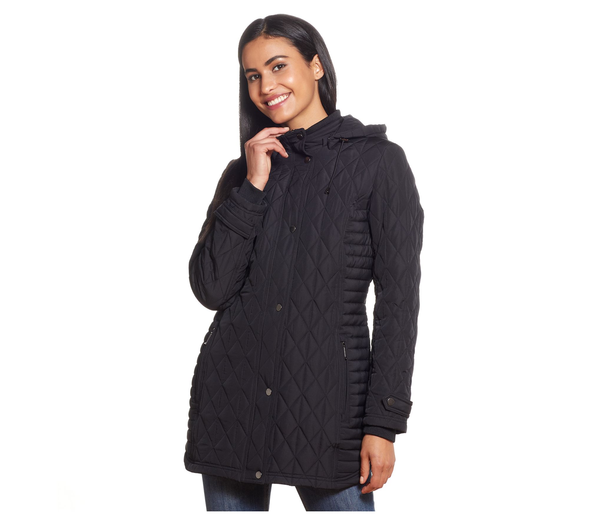 Weatherproof Quilted Walker Jacket with Detachable Hood
