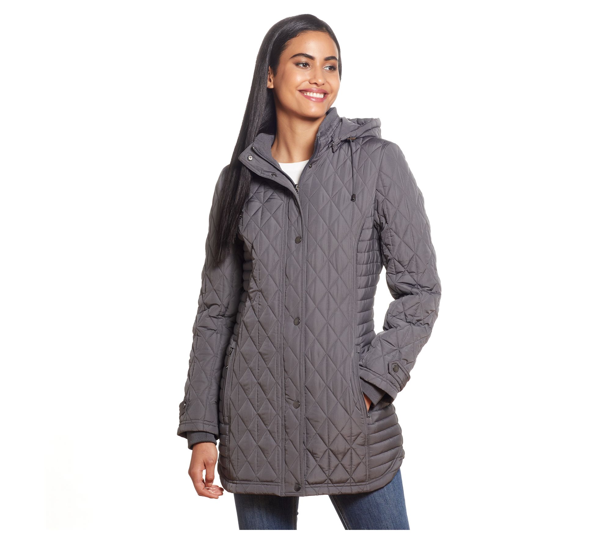 Weatherproof Quilted Walker Jacket with Detachable Hood