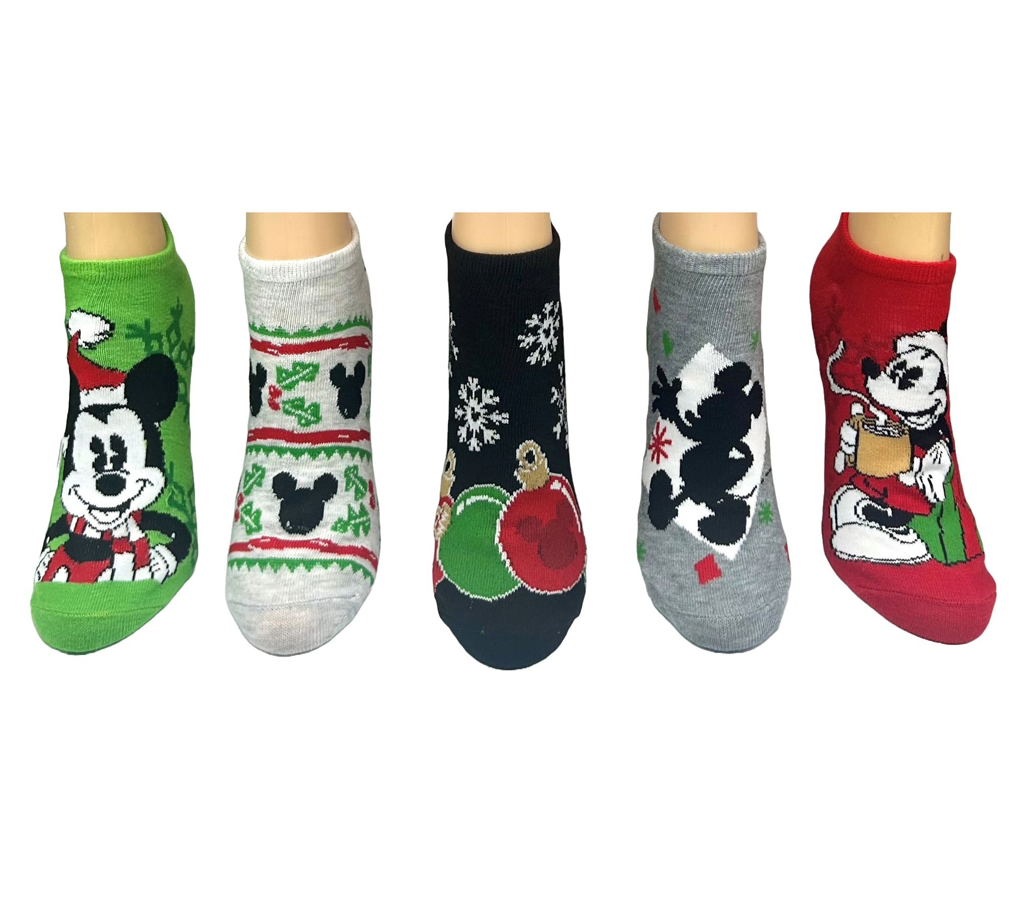 Ladies' Holiday Character No-Show Sock Set - 5Pair