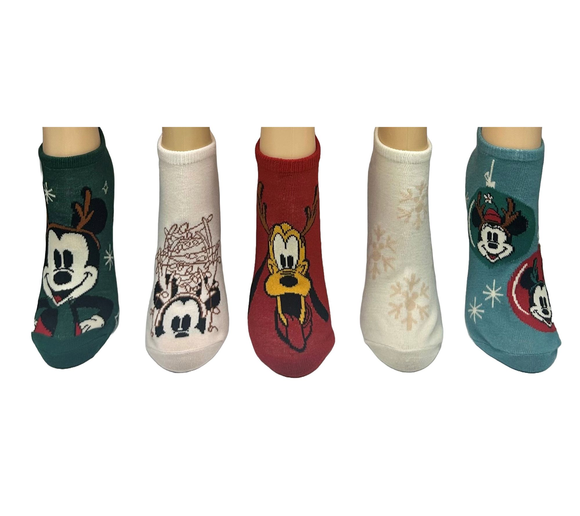 Ladies' Holiday Character No-Show Sock Set - 5Pair