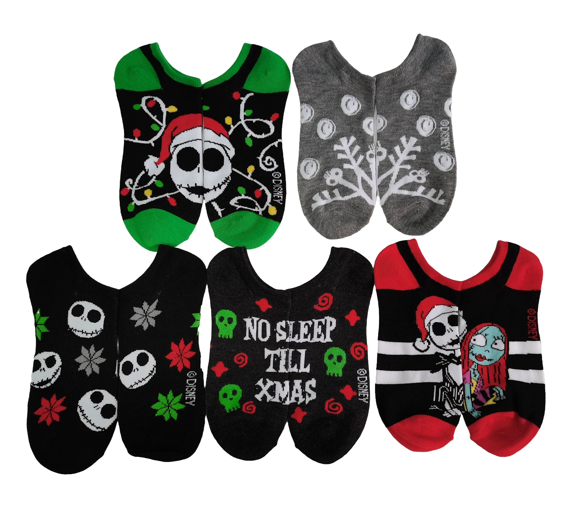 Ladies' Holiday Character No-Show Sock Set - 5Pair