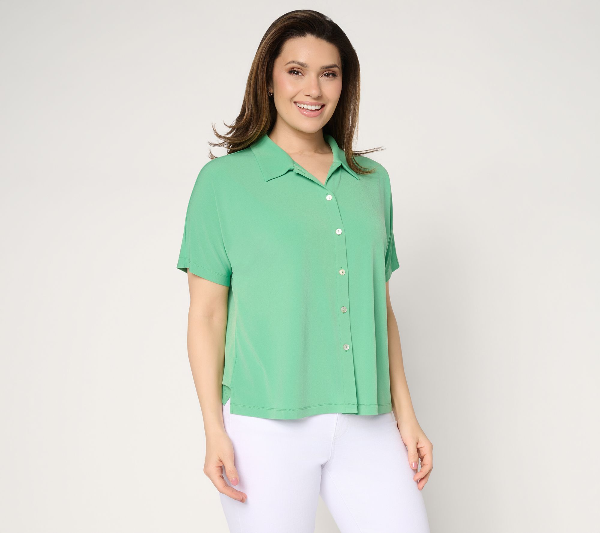 Susan Graver Every Day Liquid Knit Dolman Sleeve Camp Shirt
