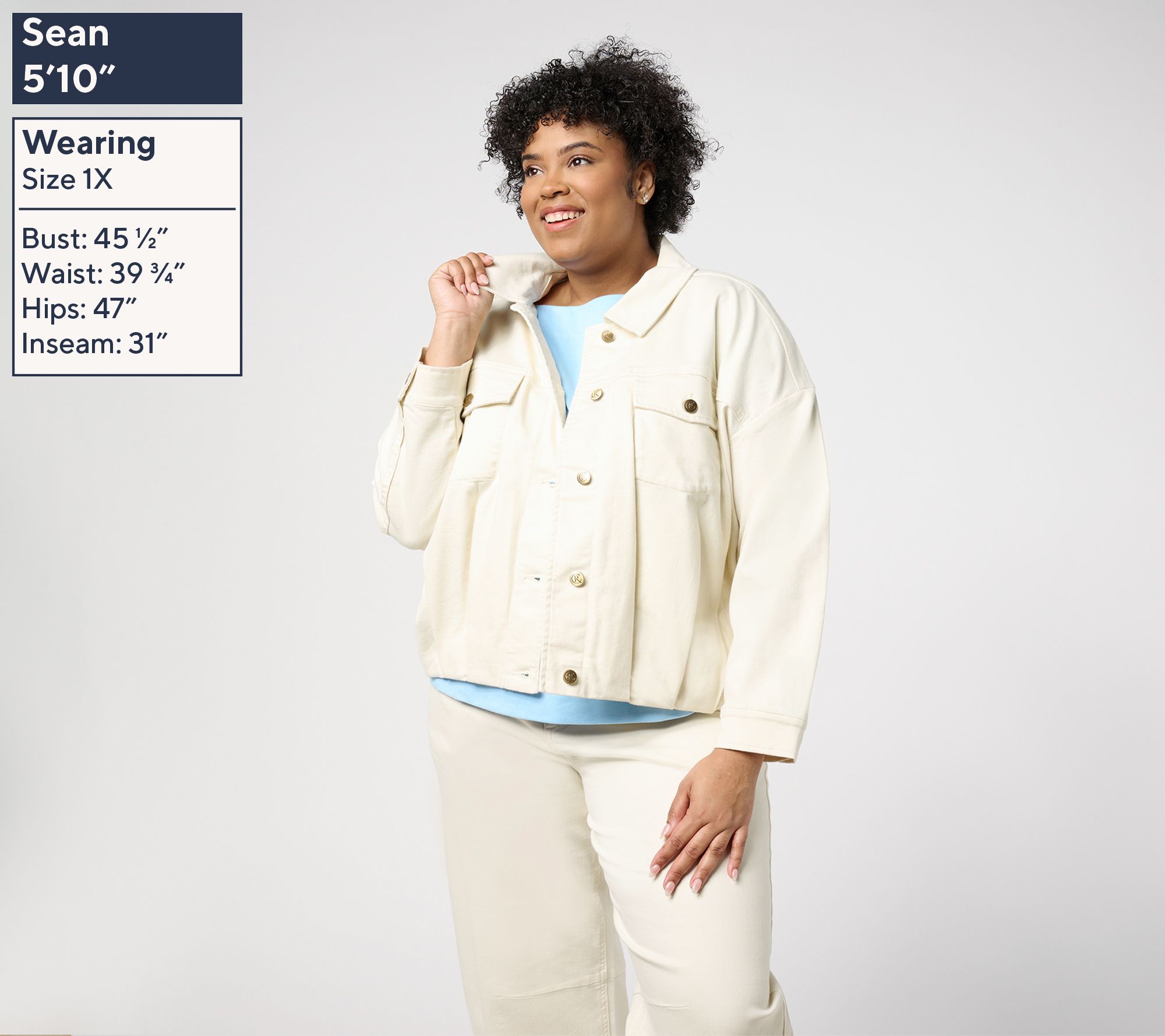 Carla Rockmore Collection Pleated Bubble Hem Denim Jacket