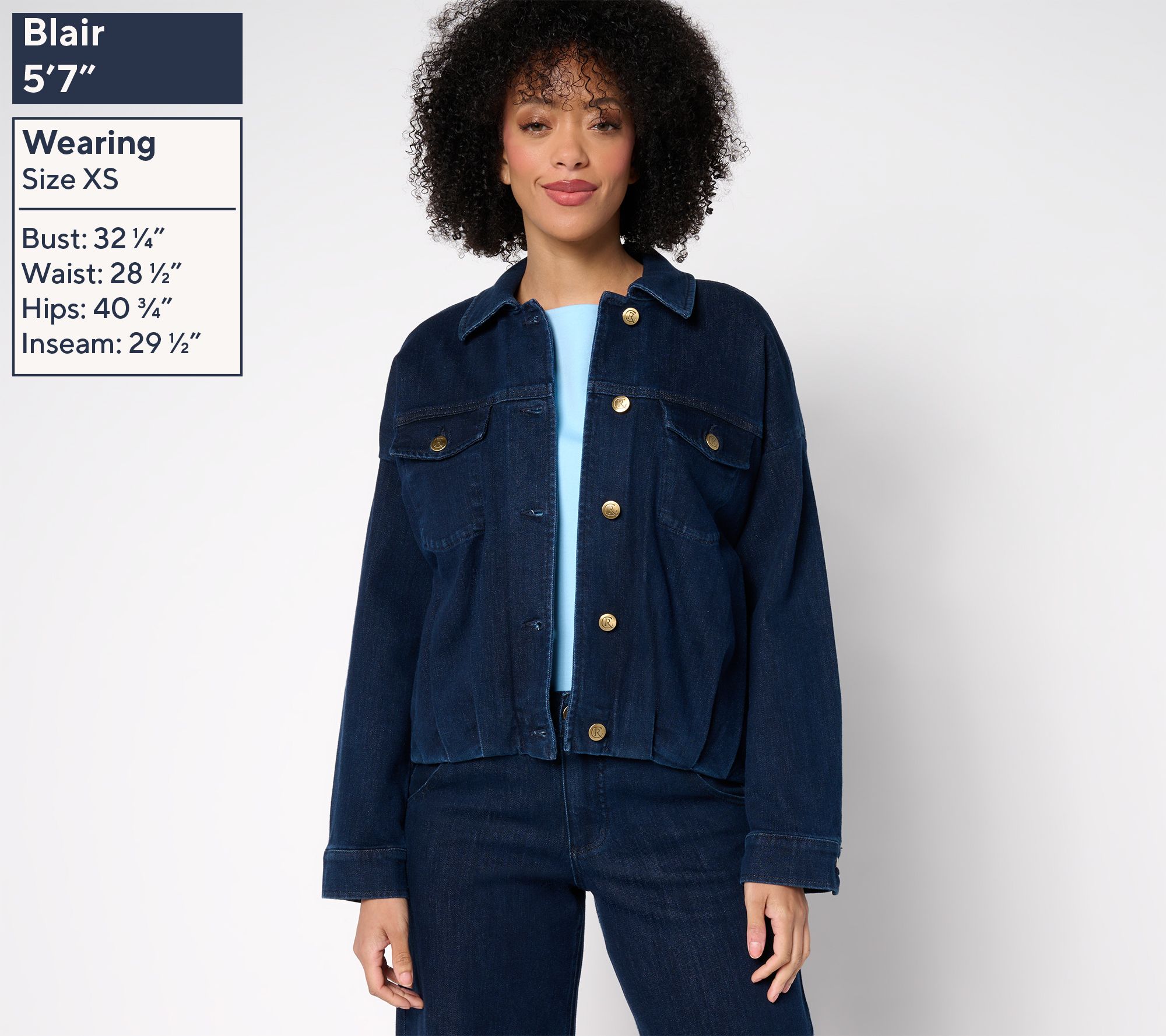 Carla Rockmore Collection Pleated Bubble Hem Denim Jacket