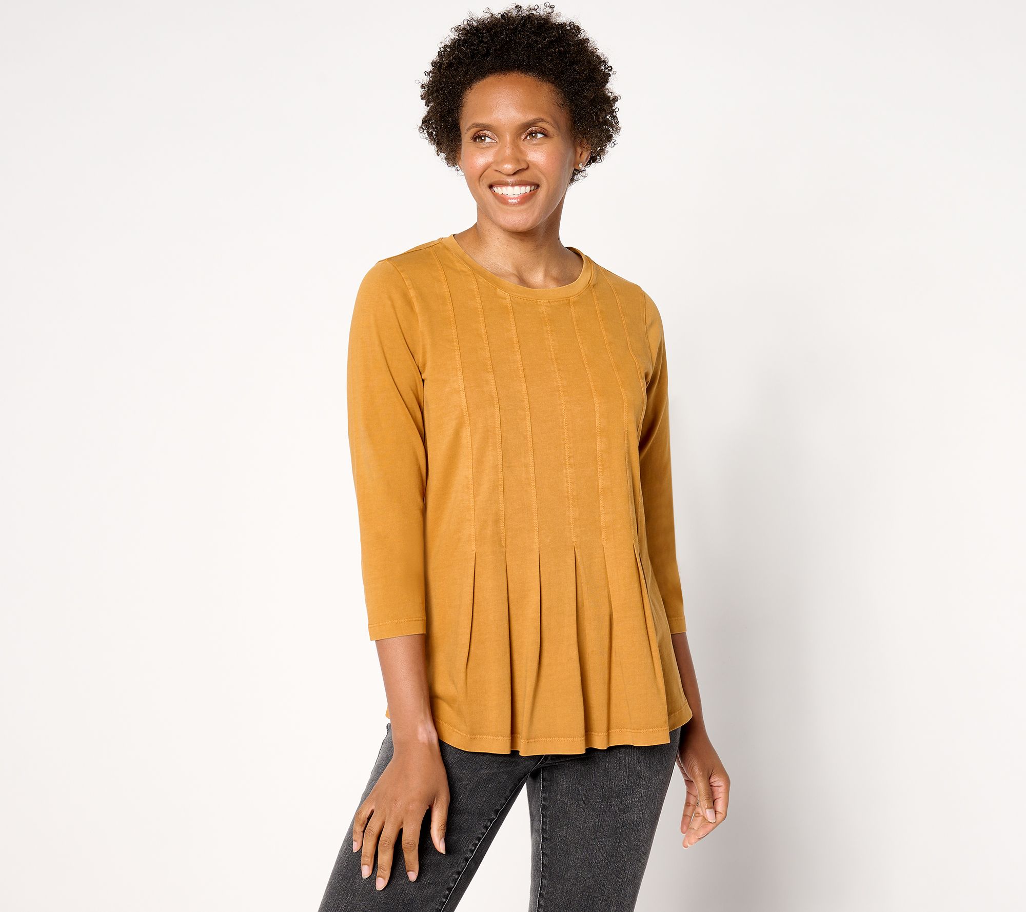 "As Is" LOGO Life by Lori Goldstein Elbow-Sleeve Crewneck Top