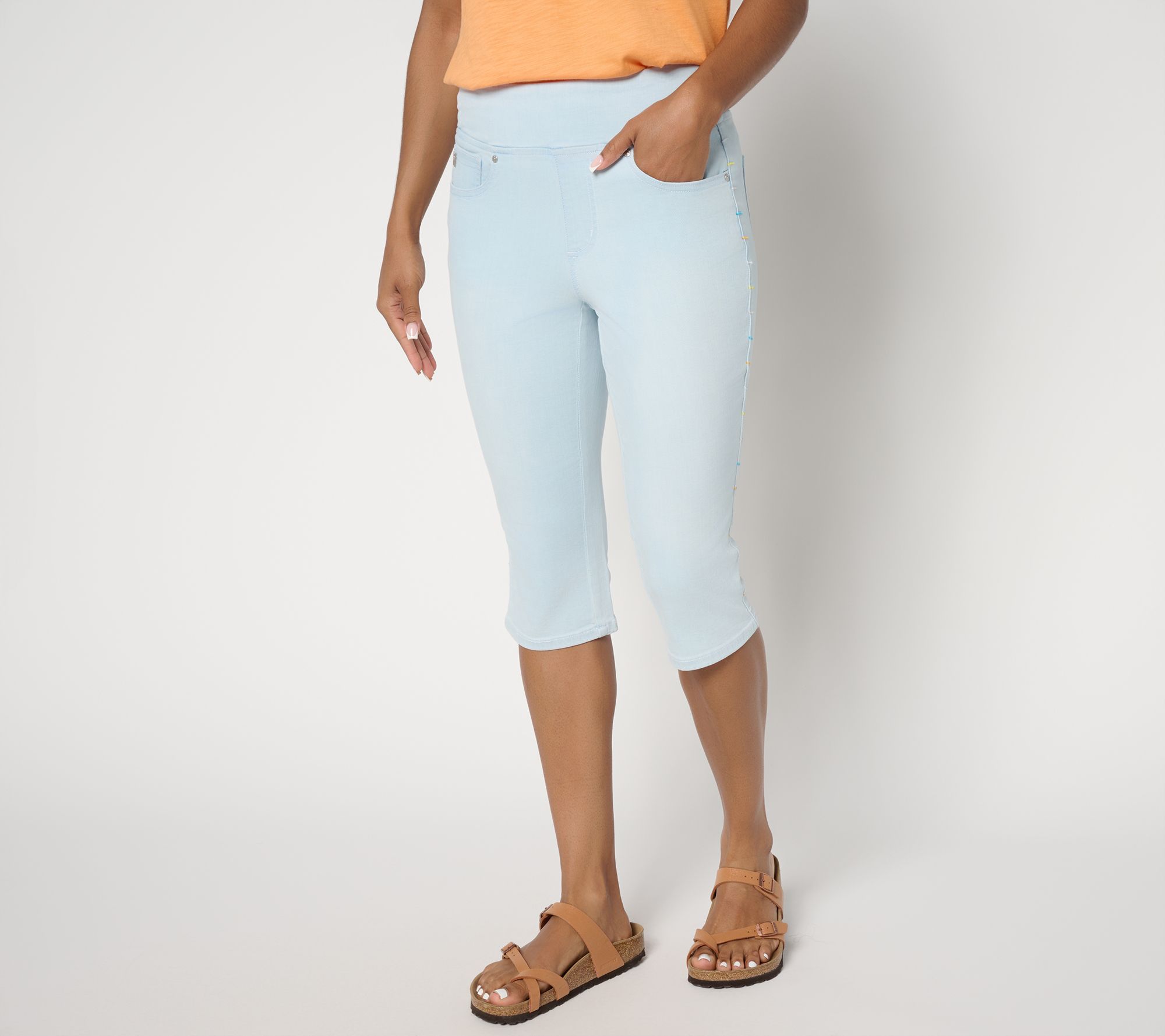 Belle by Kim Gravel Petite TripleLuxe Denim Confetti Pedal Pusher