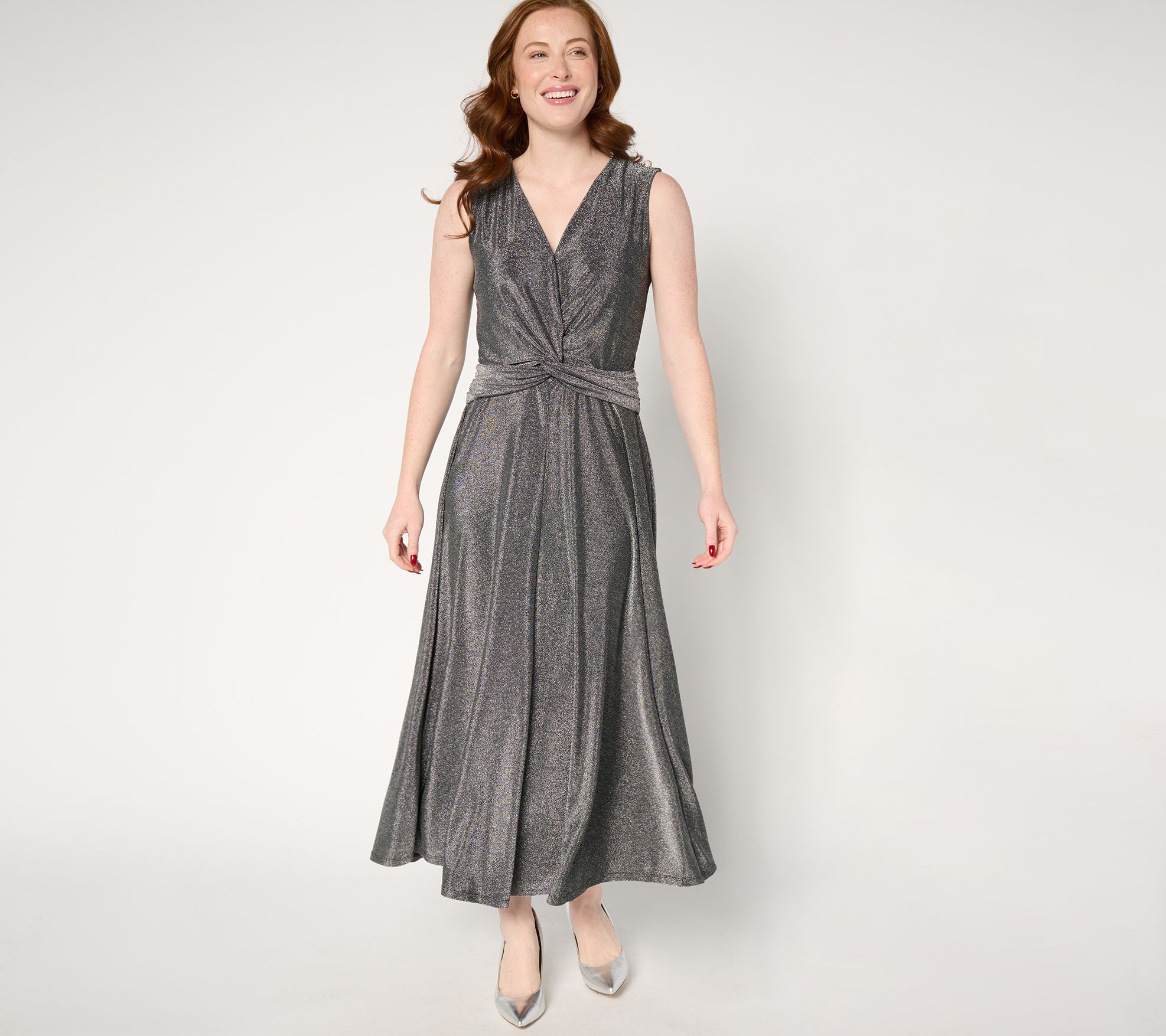 "As Is" Destination 365 Regular Lurex Knit Twist Front Dress