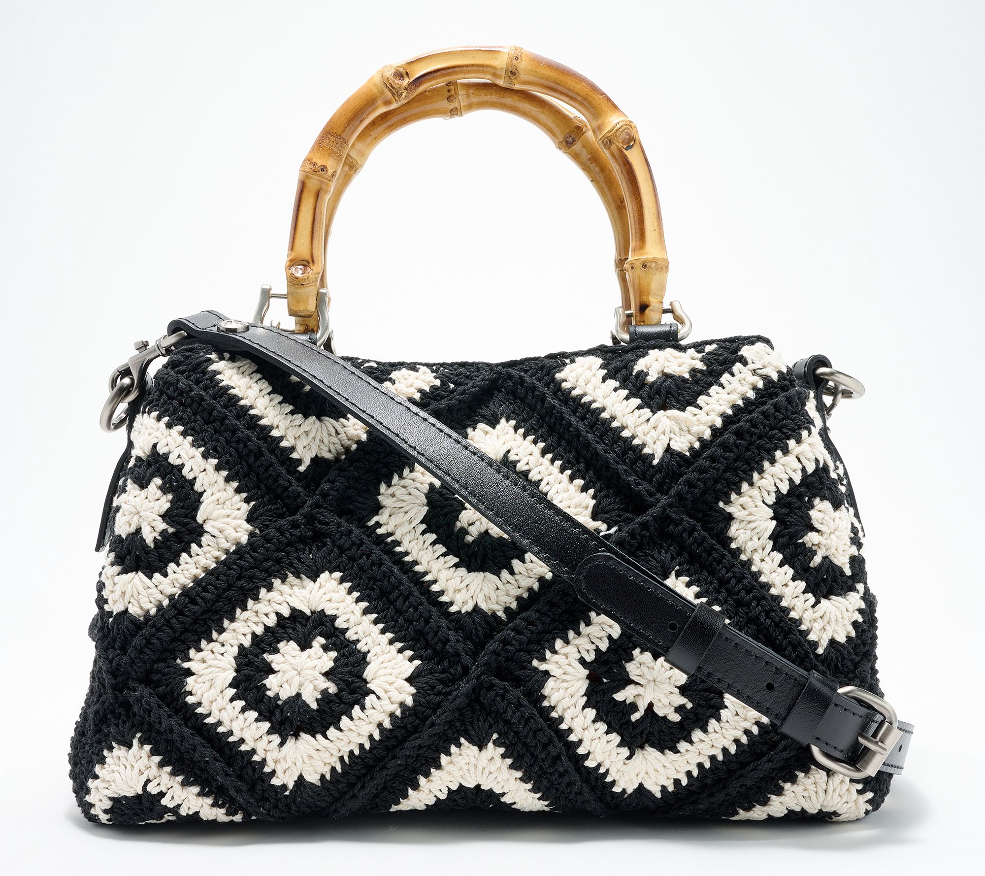 Patricia Nash Empoli Diamond Crochet Satchel with Crossbody Strap