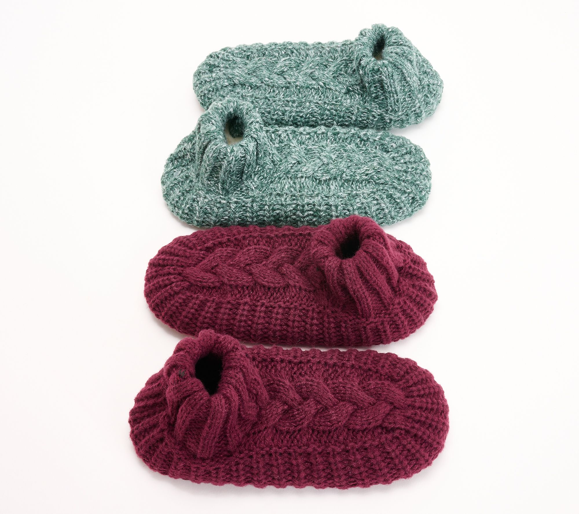 "As Is" MUK LUKS Set of 2 Aloe Infused Cable Knit Slipper Socks - QVC.com