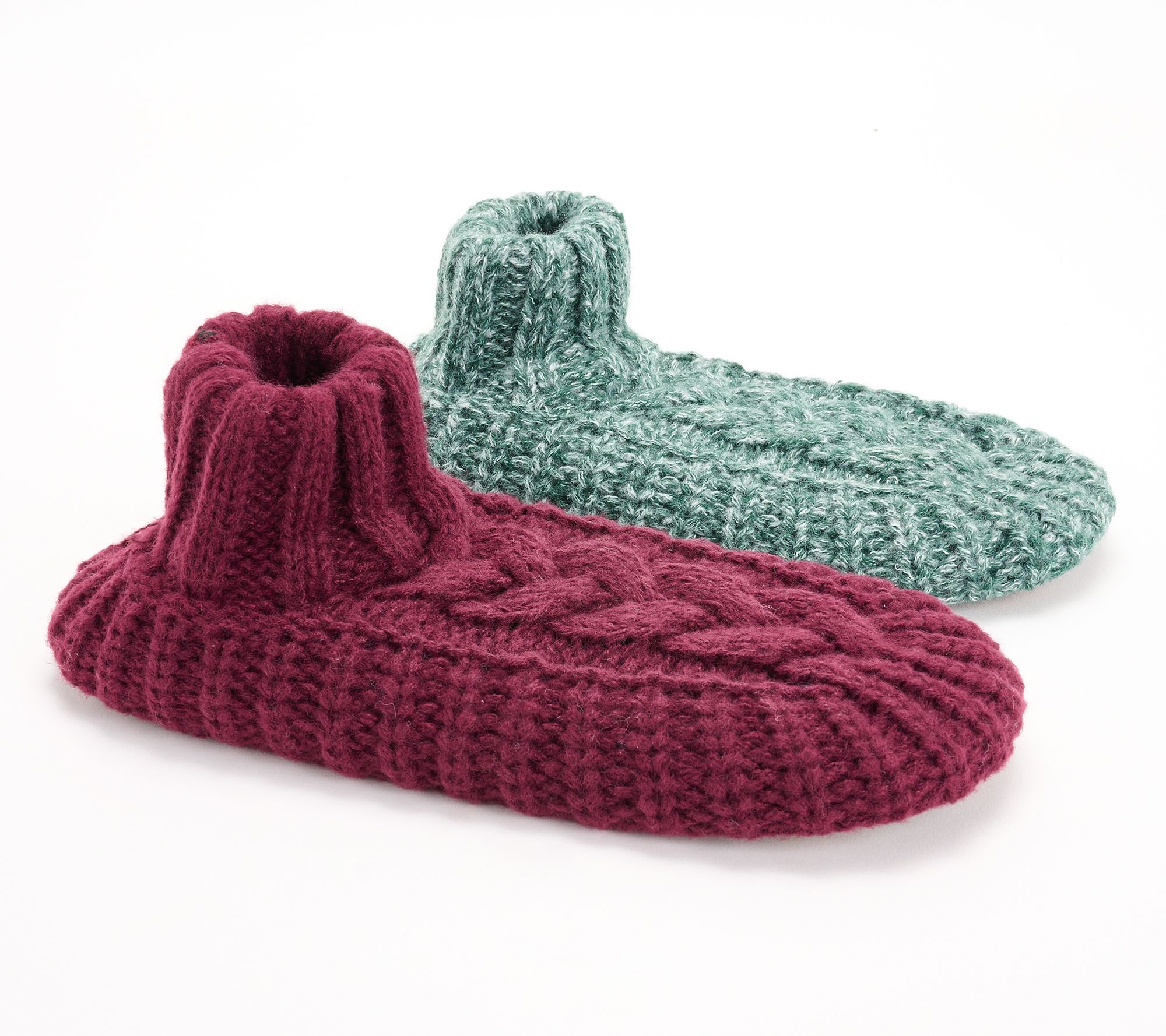 "As Is" MUK LUKS Set of 2 Aloe Infused Cable Knit Slipper Socks - QVC.com