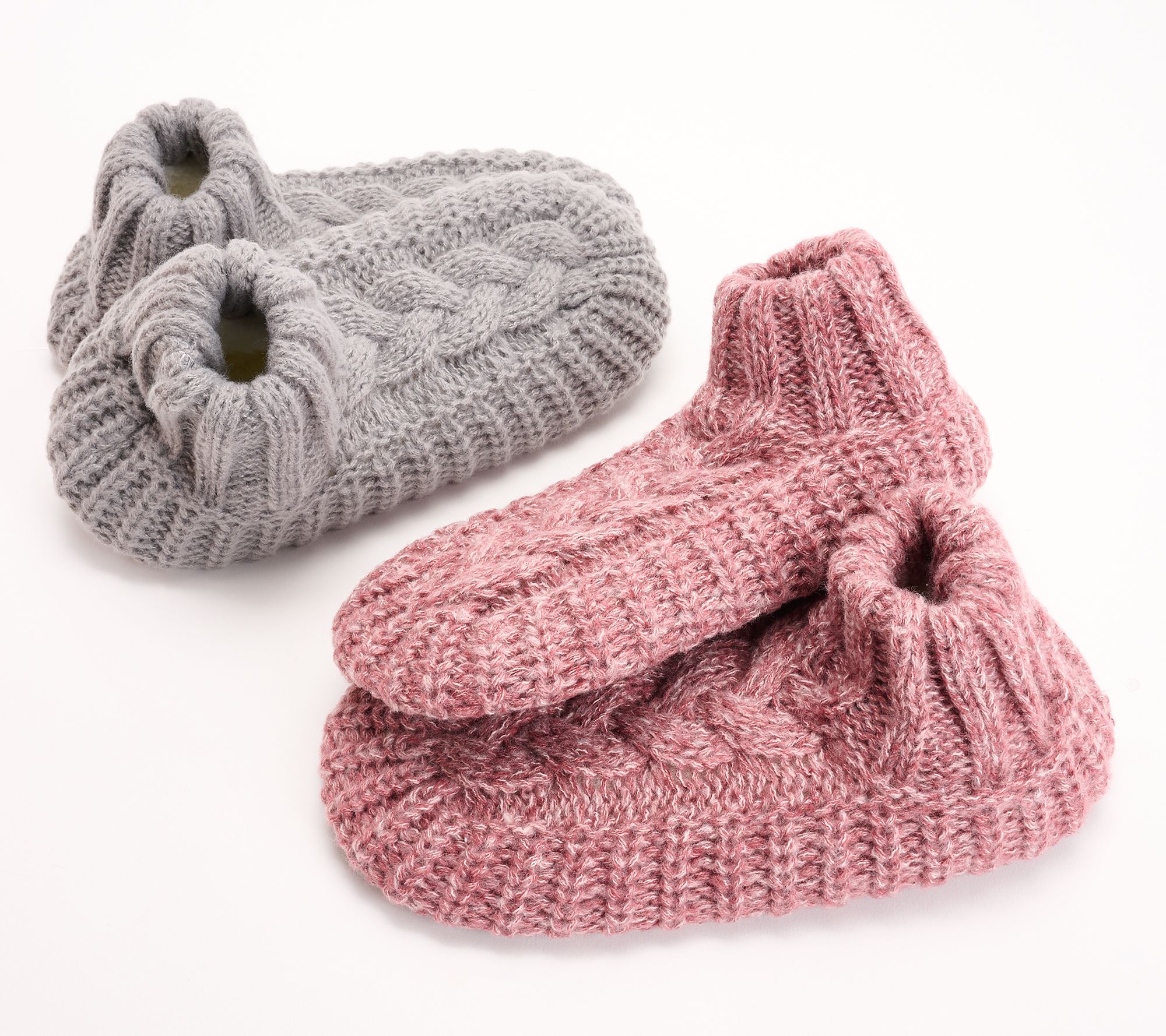 "As Is" MUK LUKS Set of 2 Aloe Infused Cable Knit Slipper Socks