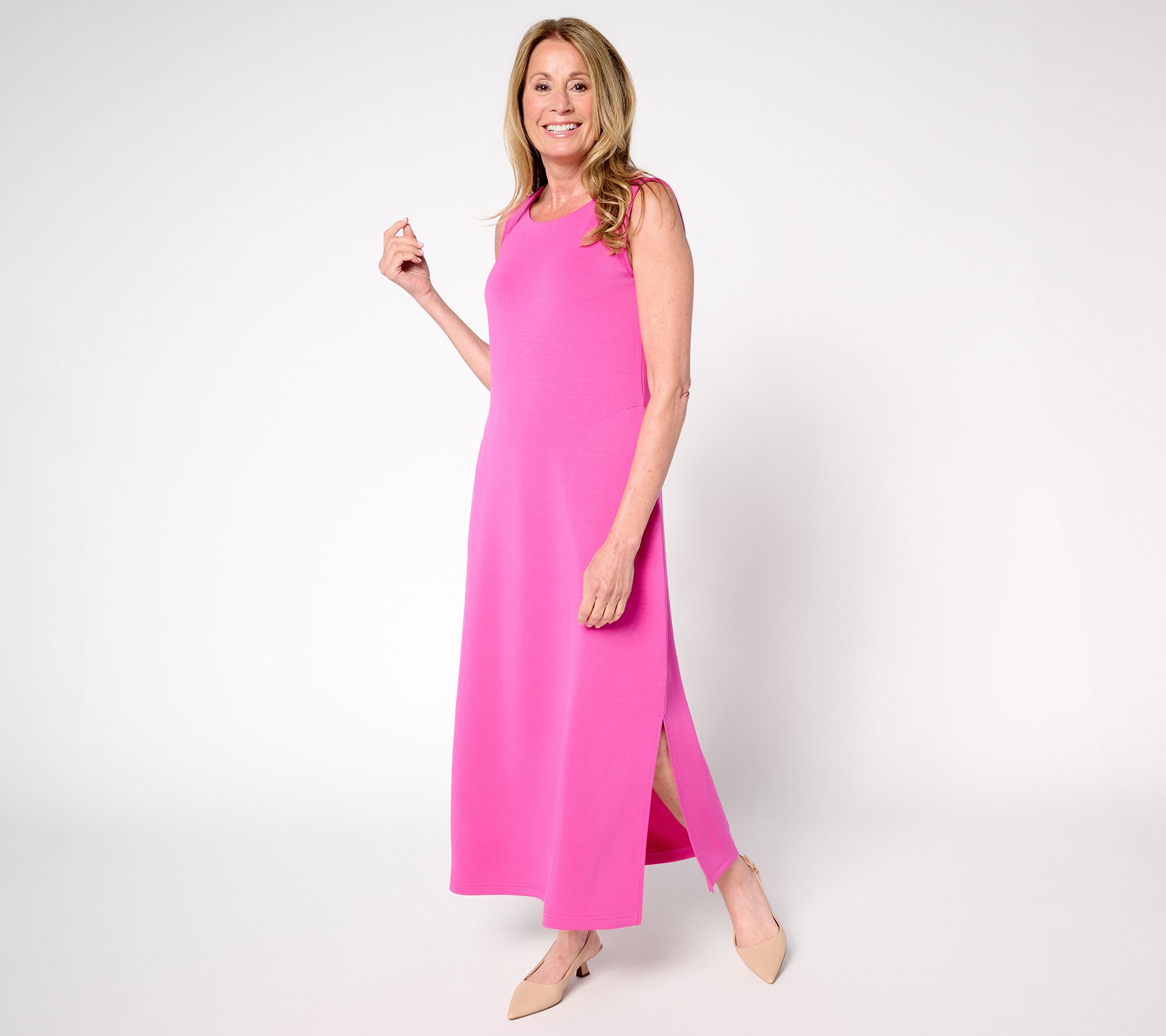 Belle by Kim Gravel Petite ScubaLuxe Bateau Neck Maxi Dress