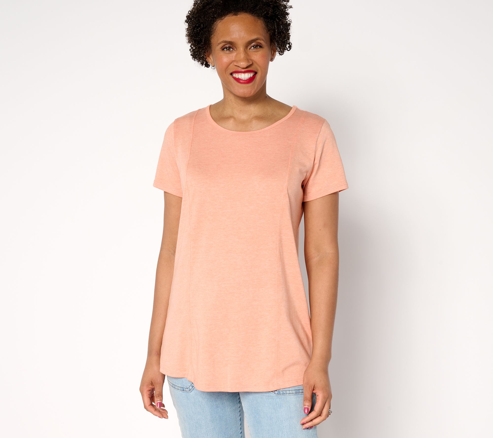 AnyBody Beach Wash Jersey Swing Top with Pleated Back