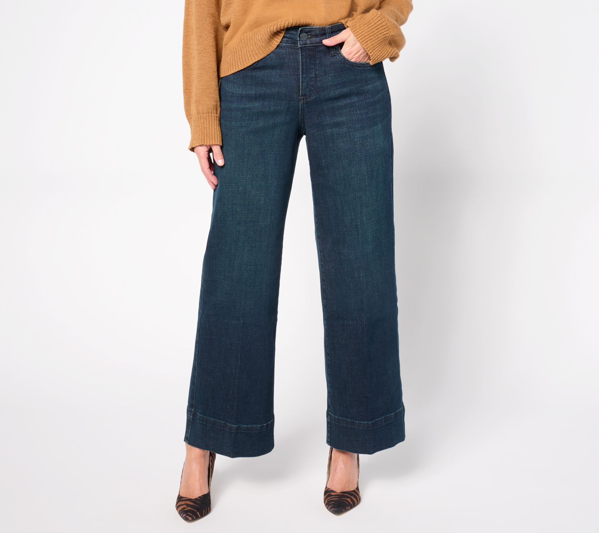 "As Is" NYDJ Teresa Wide Leg Ankle w/3" Wide Hem- Obsidian Blue