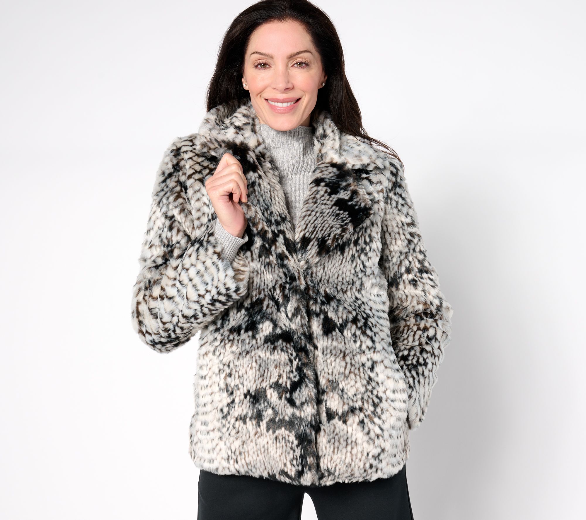 "As Is" Dennis Basso Novelty Sculpted Faux Fur Jacket