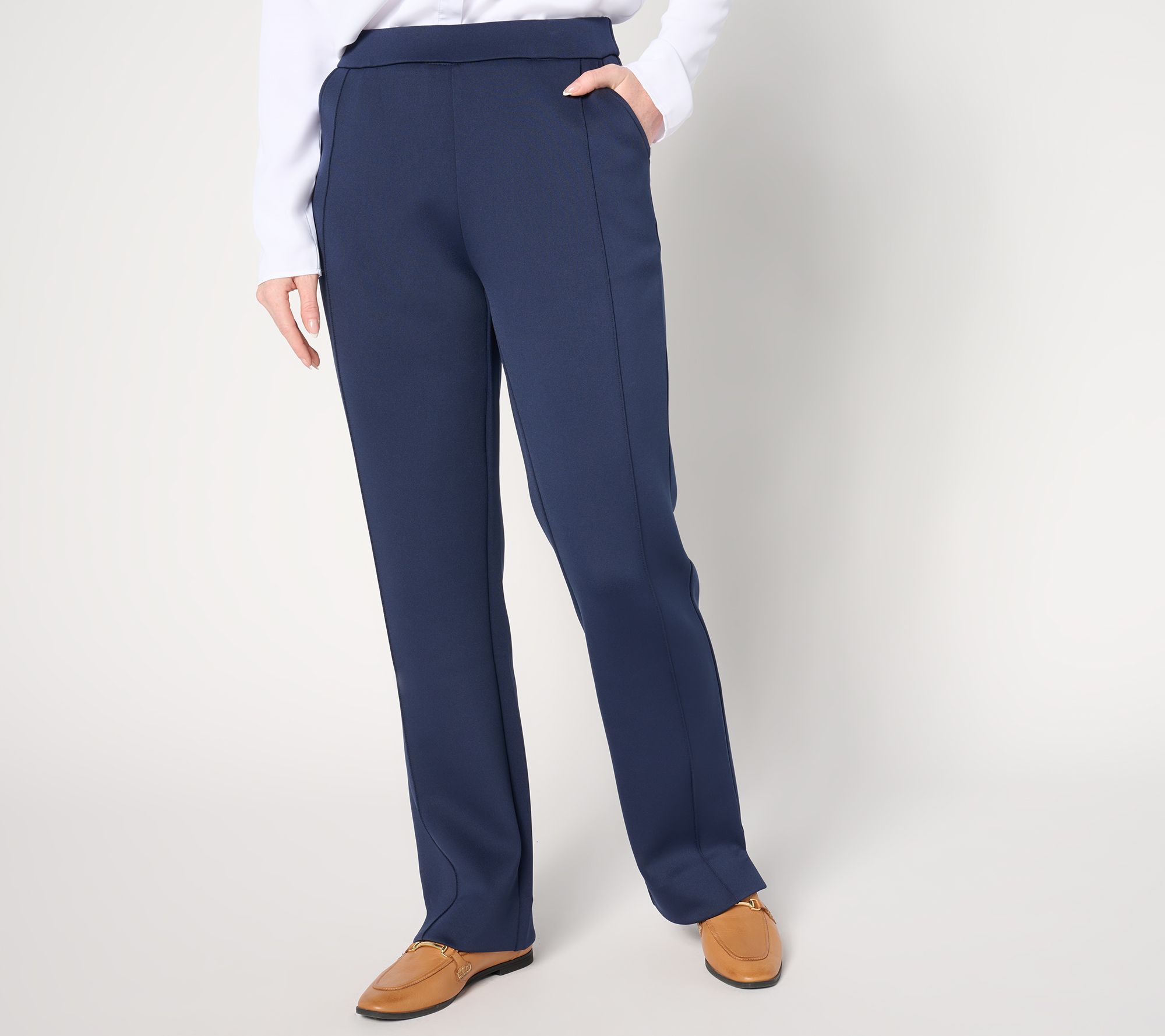 "As Is" Isaac Mizrahi Live! Petite Scuba Straight Leg Pants