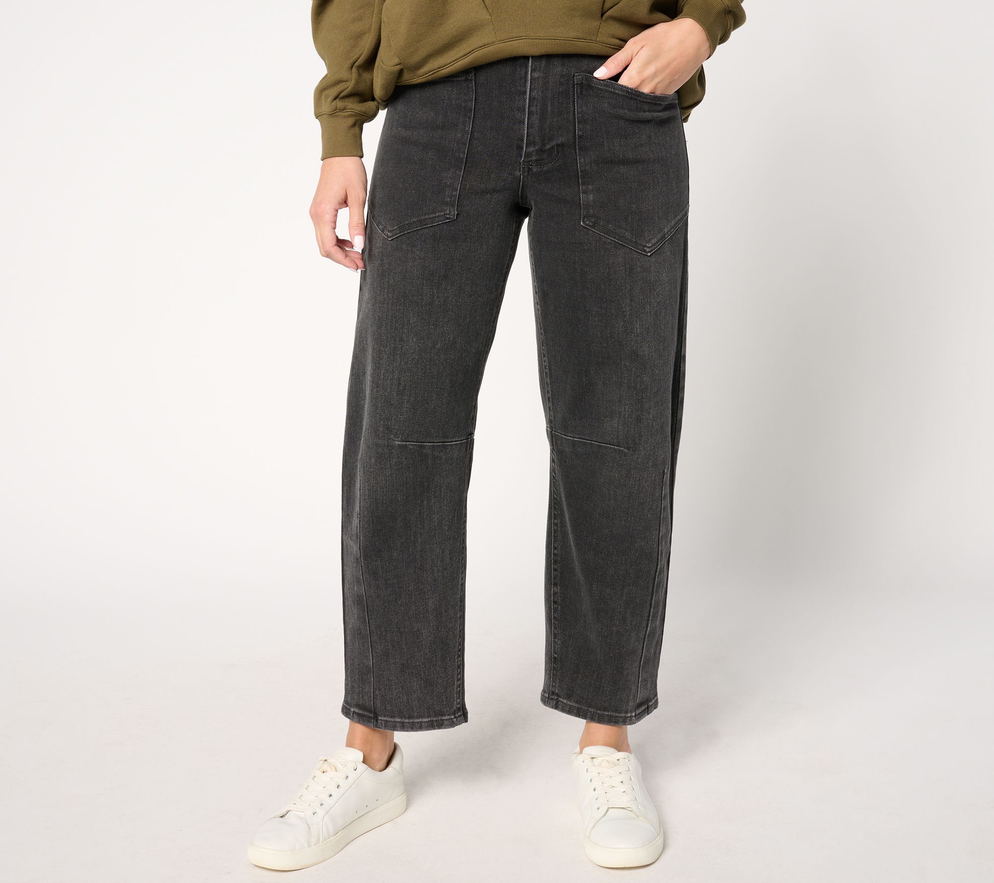 "As Is" Carla Rockmore Collection Pet Barrel Leg Jean- Black