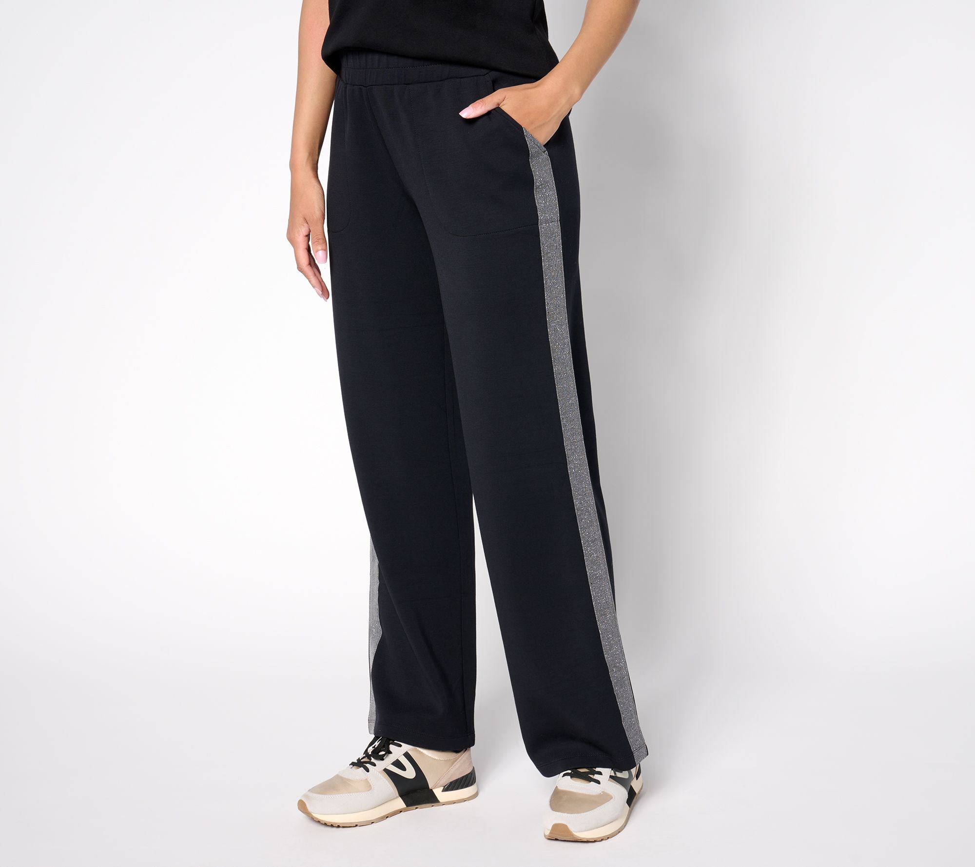 "As Is" Belle by Kim Gravel Reg ScubaLuxe Everyday Shine Gold Glam Pant