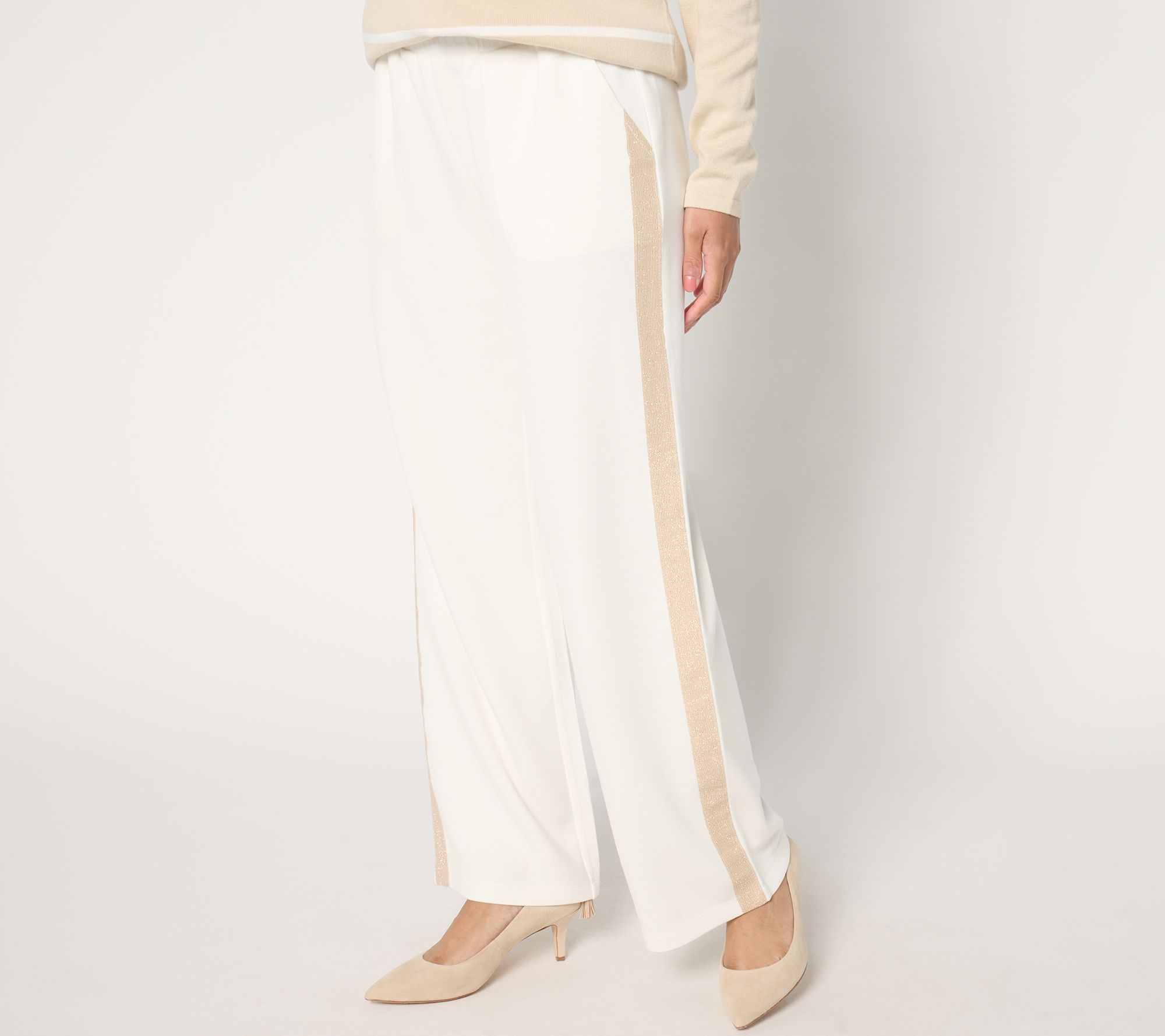 "As Is" Belle by Kim Gravel Reg ScubaLuxe Everyday Shine Gold Glam Pant